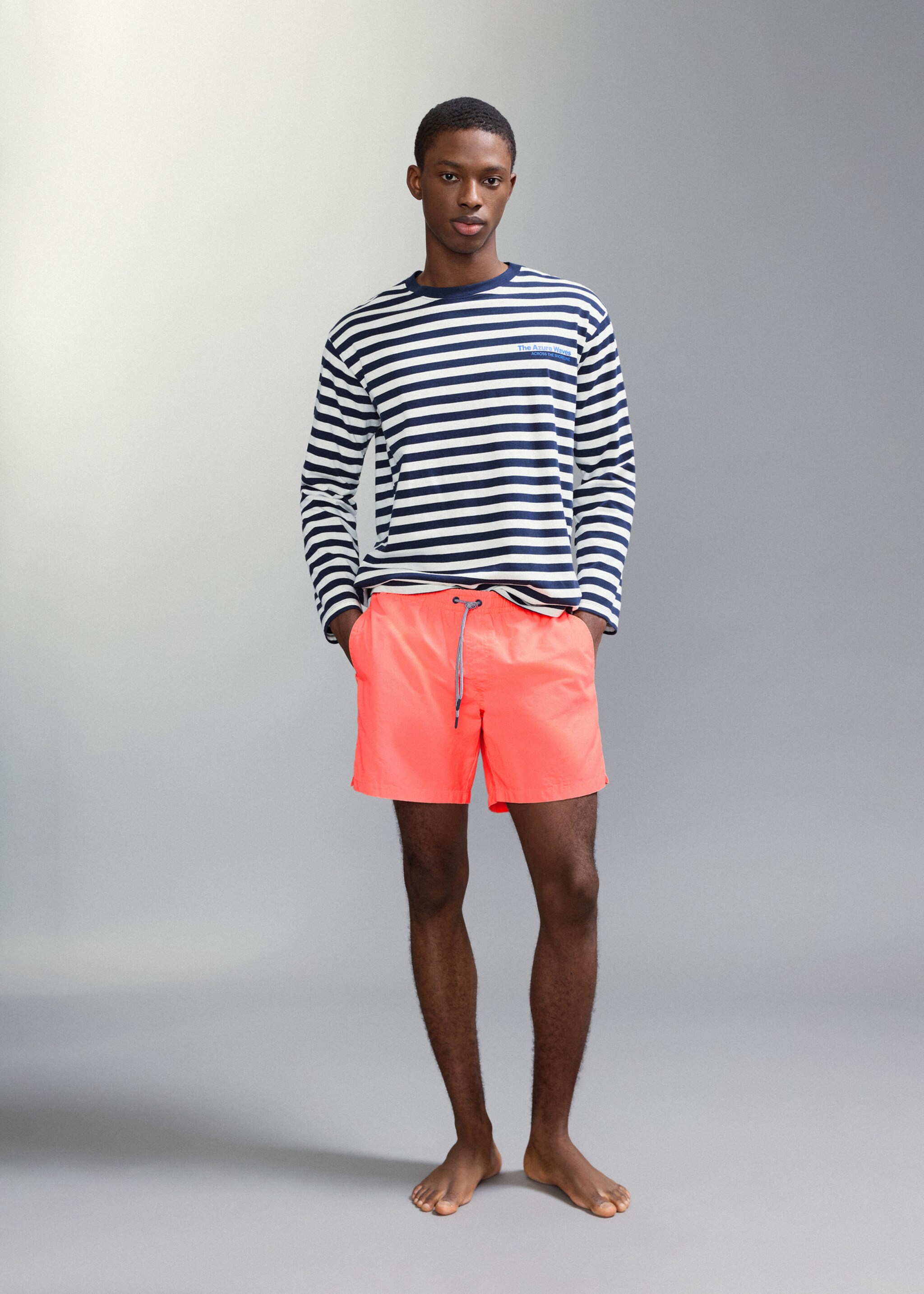 Bañador cordón textura - Plano general, Mandarina. Ref: 27015990-00.