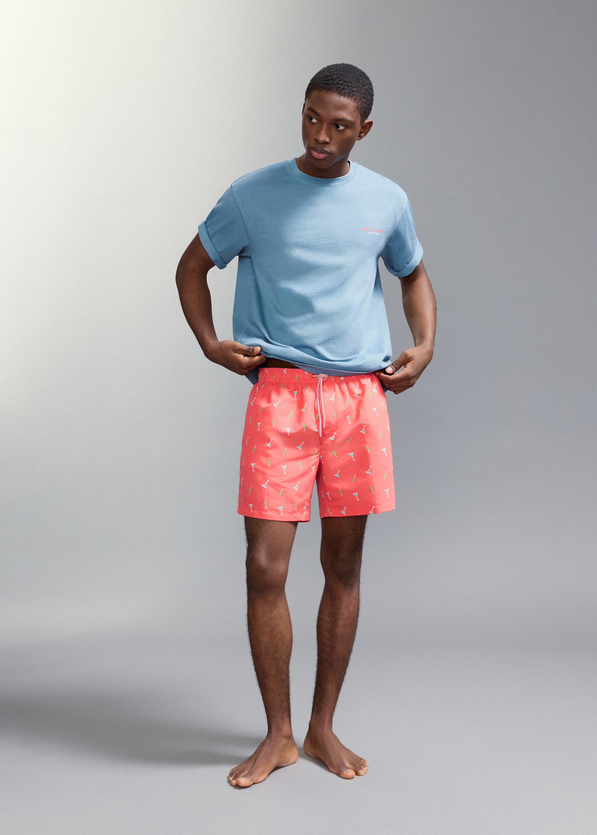 Printed swimming trunks - General plane, Khaki. Ref: 27015998-00.