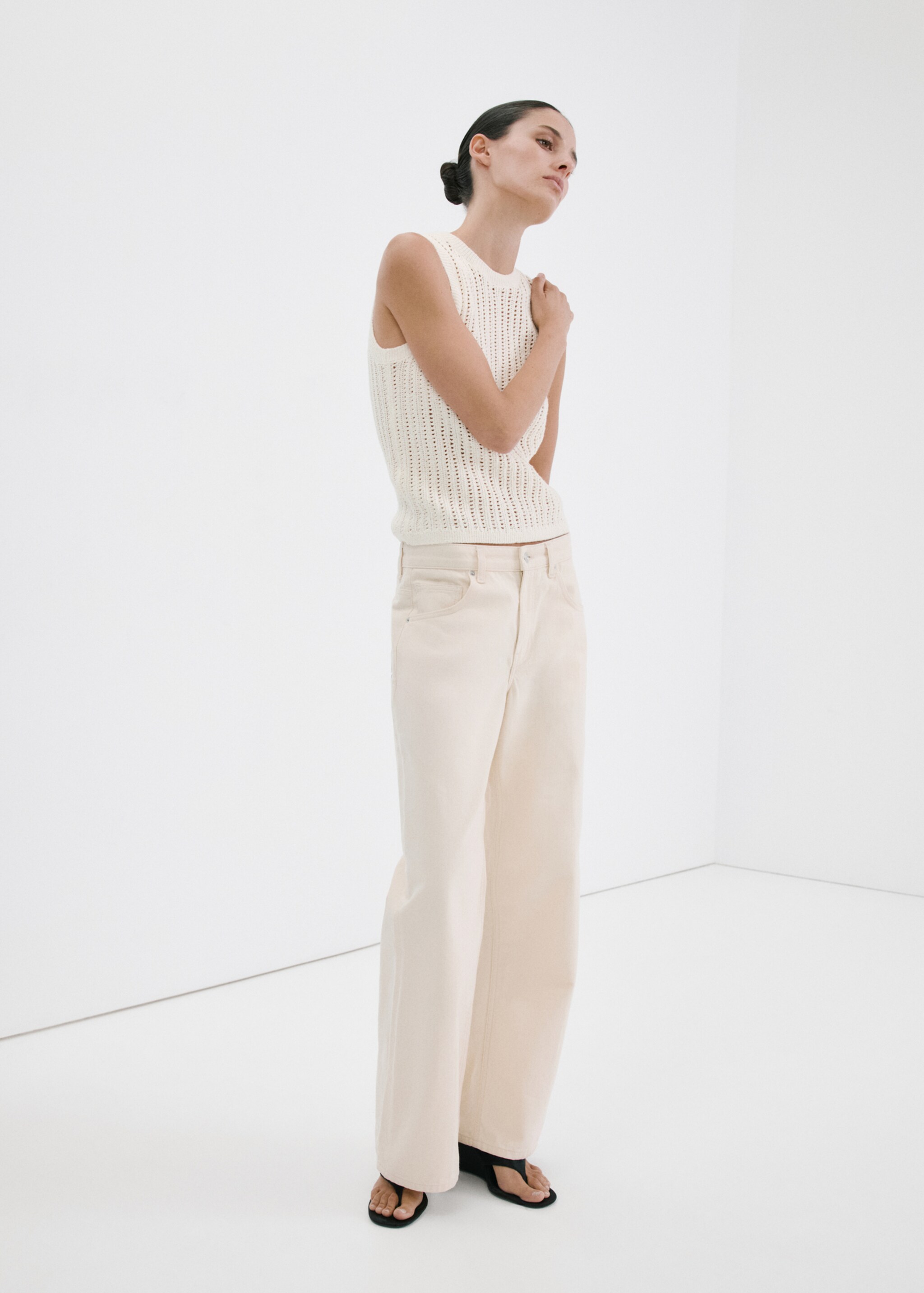 Openwork knit top - General plane, Ecru. Ref: 27017141-00.