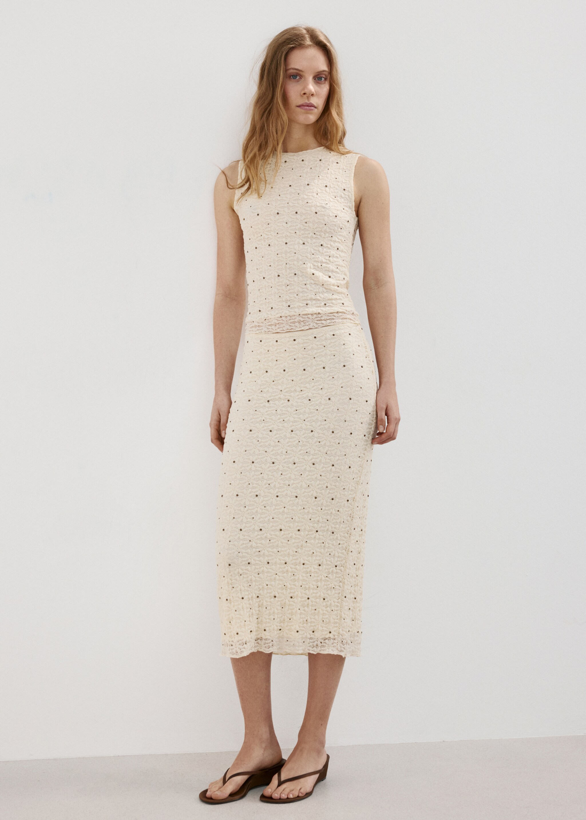 Wide strap glitter top - General plane, Ecru. Ref: 27017144-00.