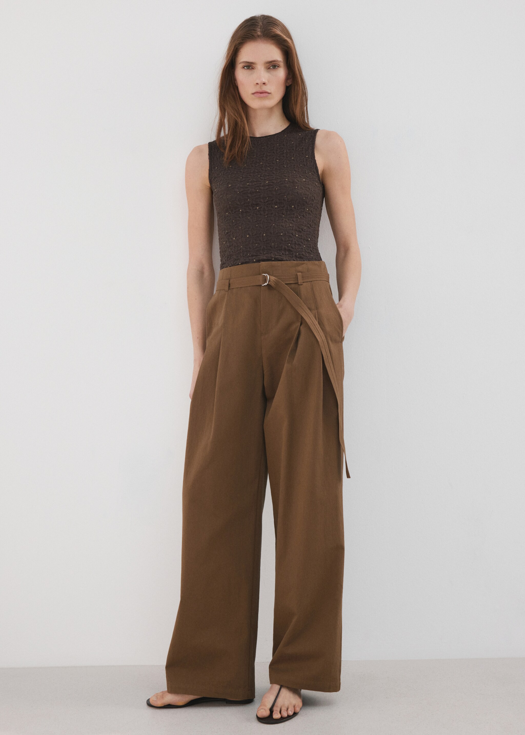 Wide strap glitter top - General plane, Chocolate. Ref: 27017144-00.