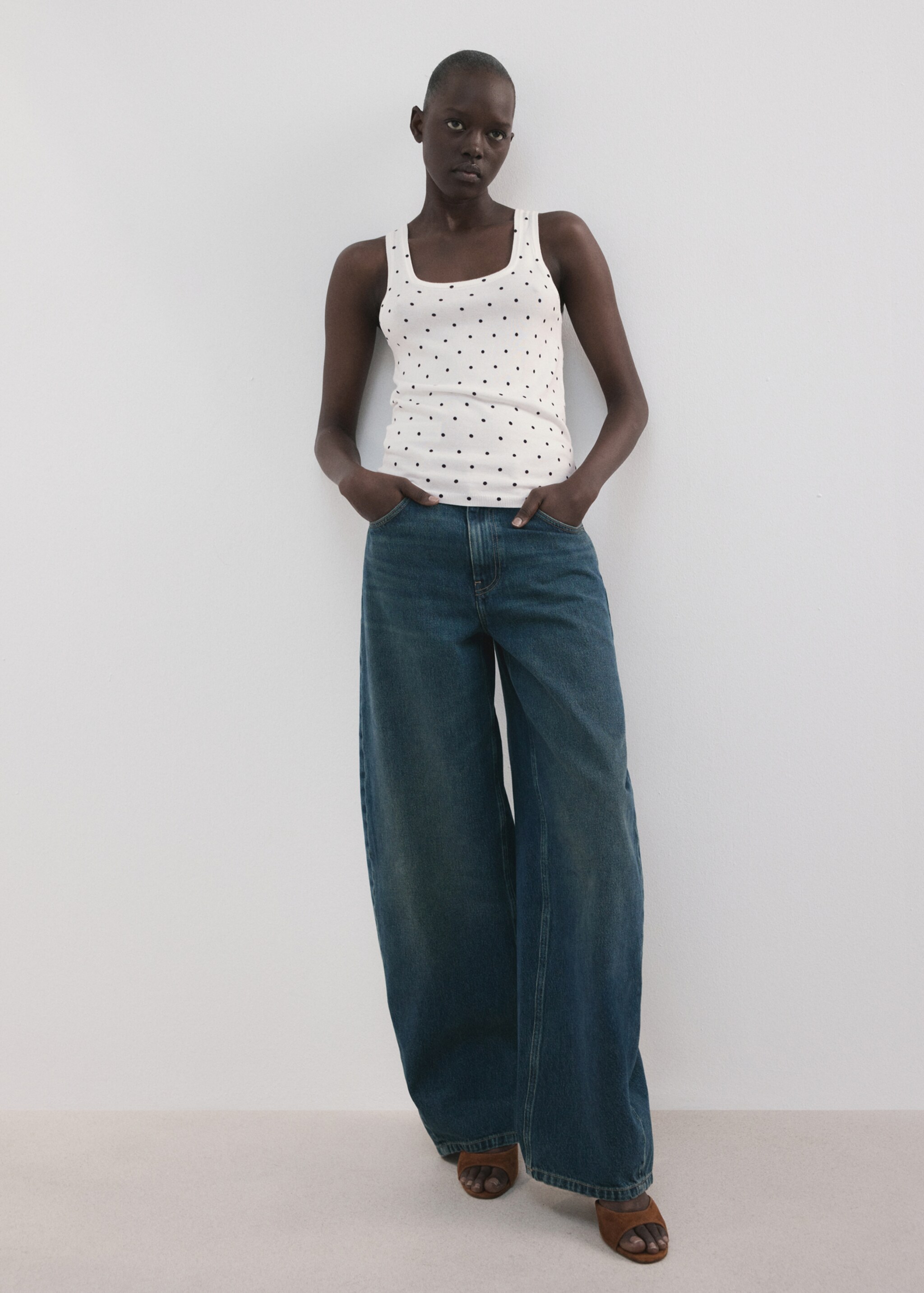 Polka-dot knitted top - General plane, Off White. Ref: 27017148-00.