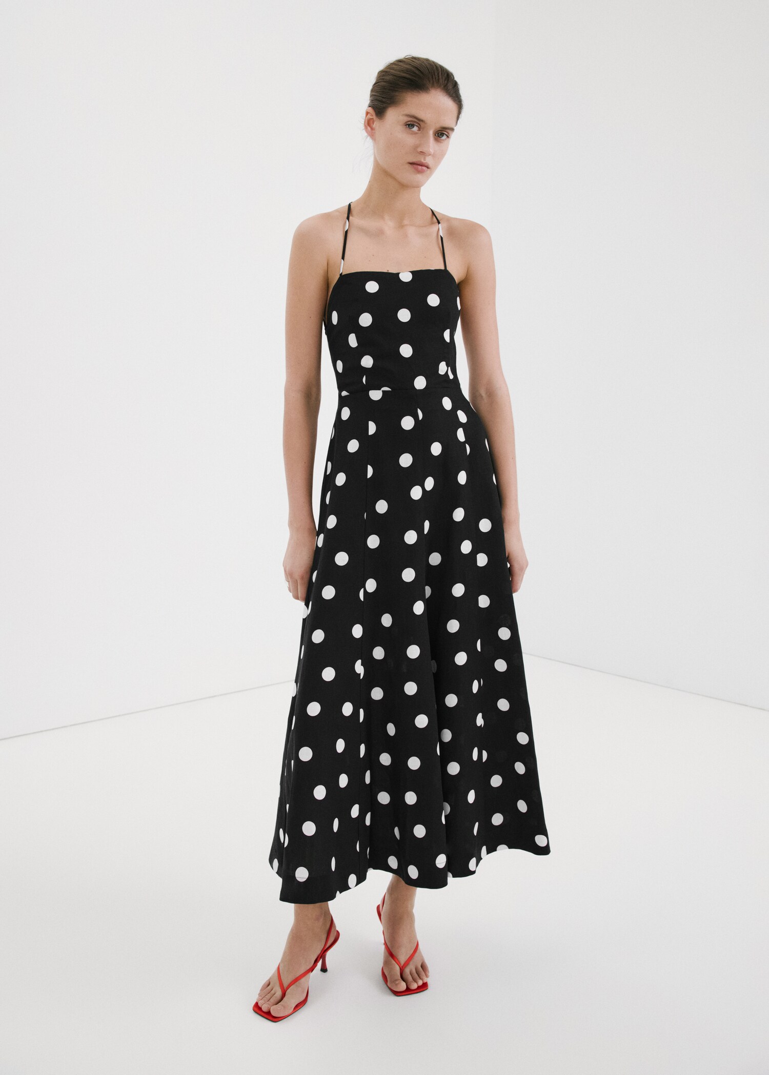Polka dot lyocell dress - رؤية عامة