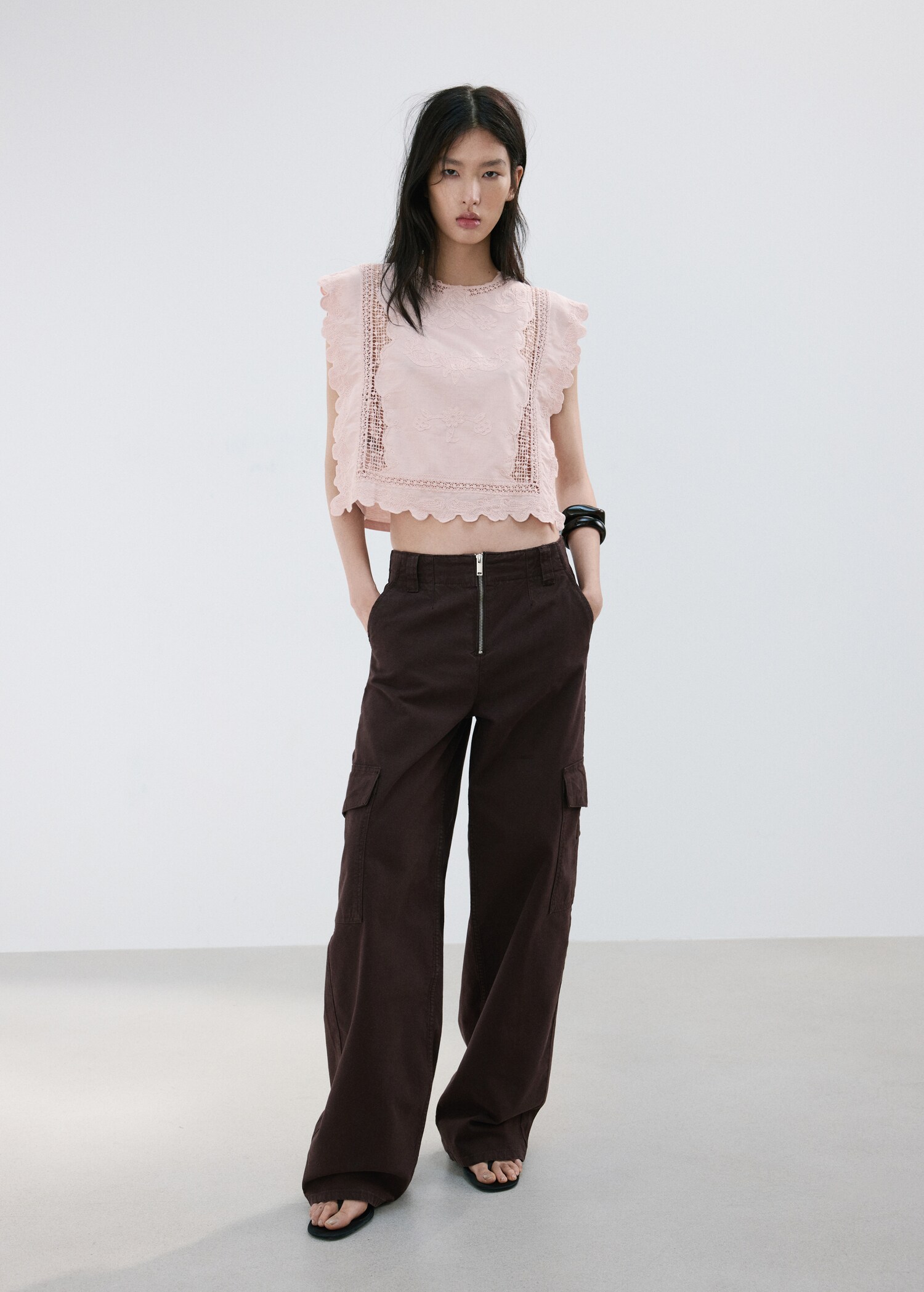 Top en coton avec détails brodés - Plan général