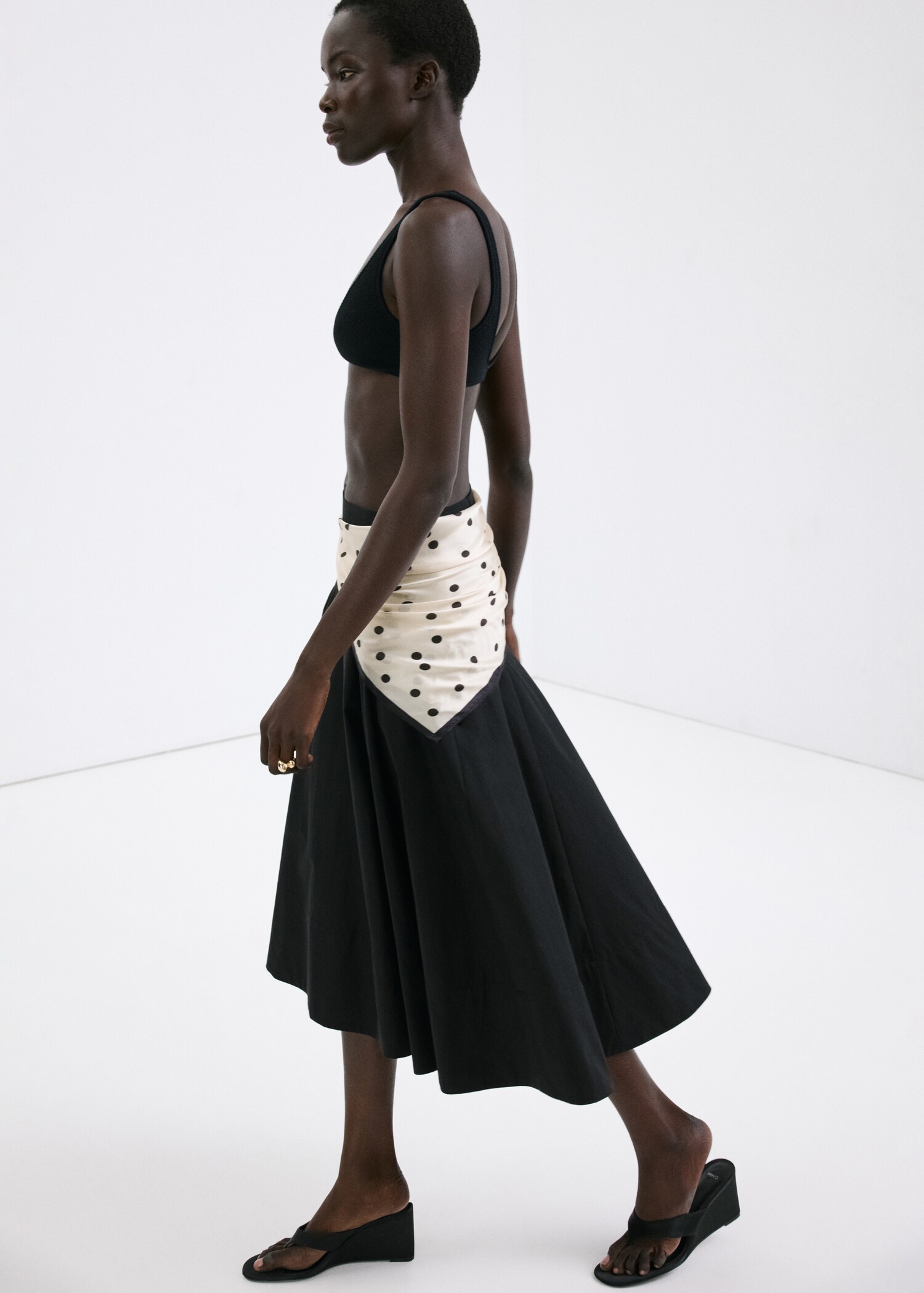 Satin check-print scarf - General plane