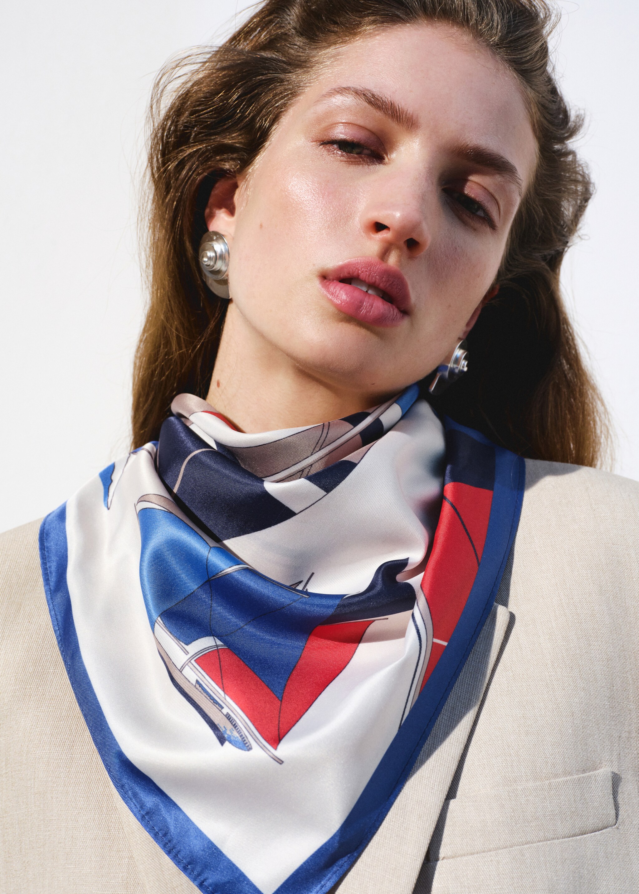 Boat print scarf - General plane, Navy. Ref: 27017792-00.