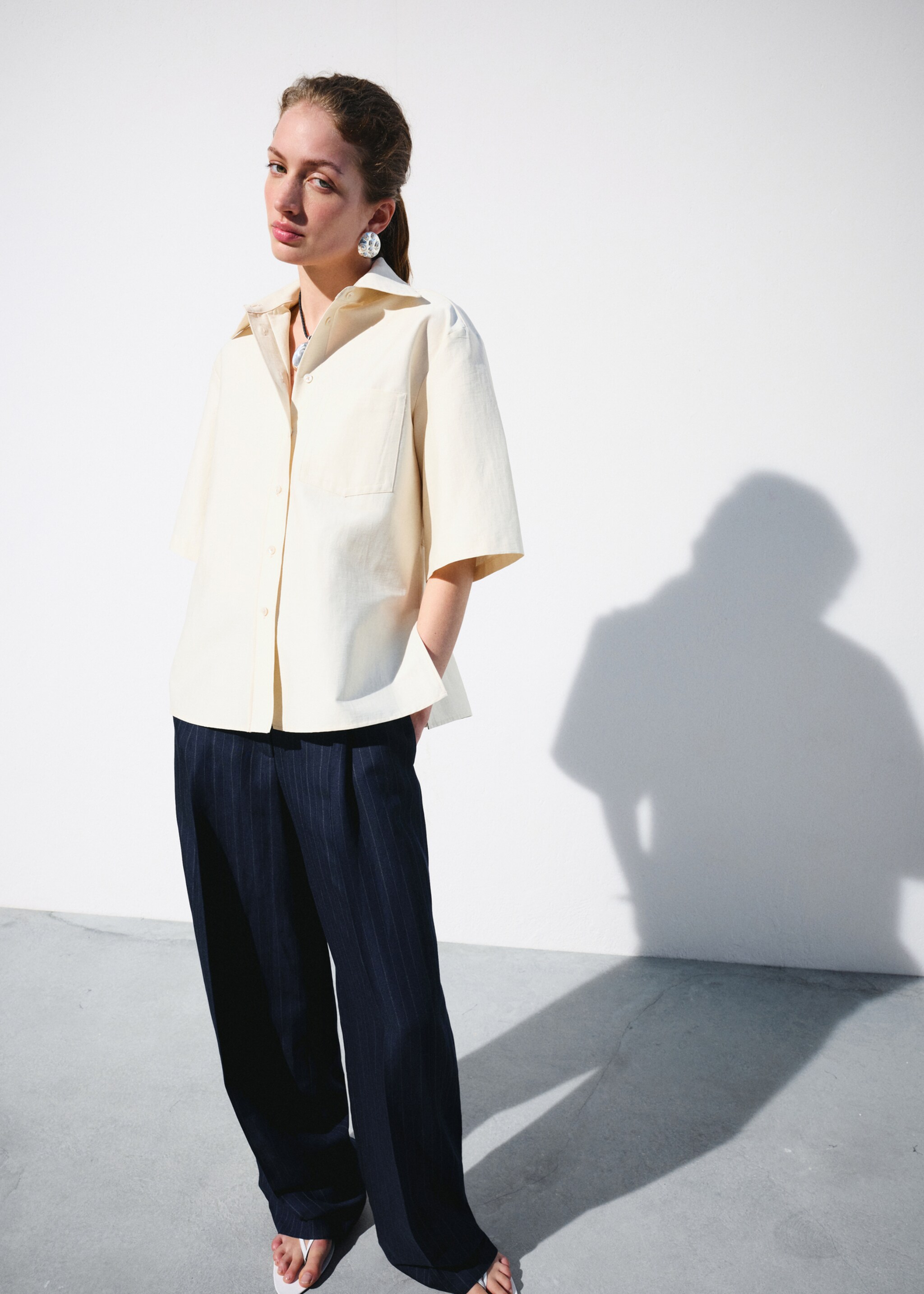 Pinstripe suit trousers - General plane, Navy. Ref: 27017802-00.