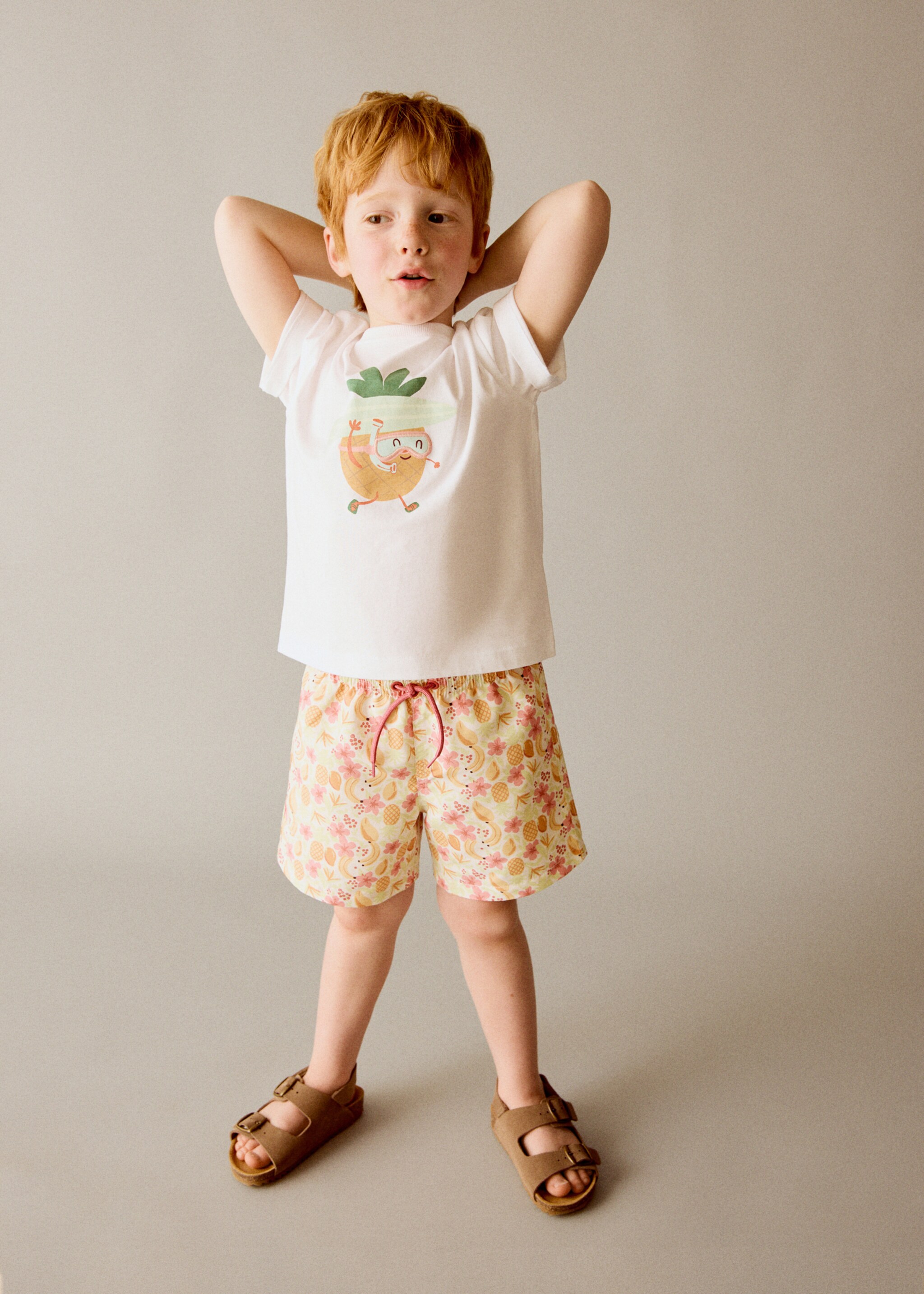 Fruit-print swimming trunks - General plane, Pastel Green. Ref: 27017907-00.