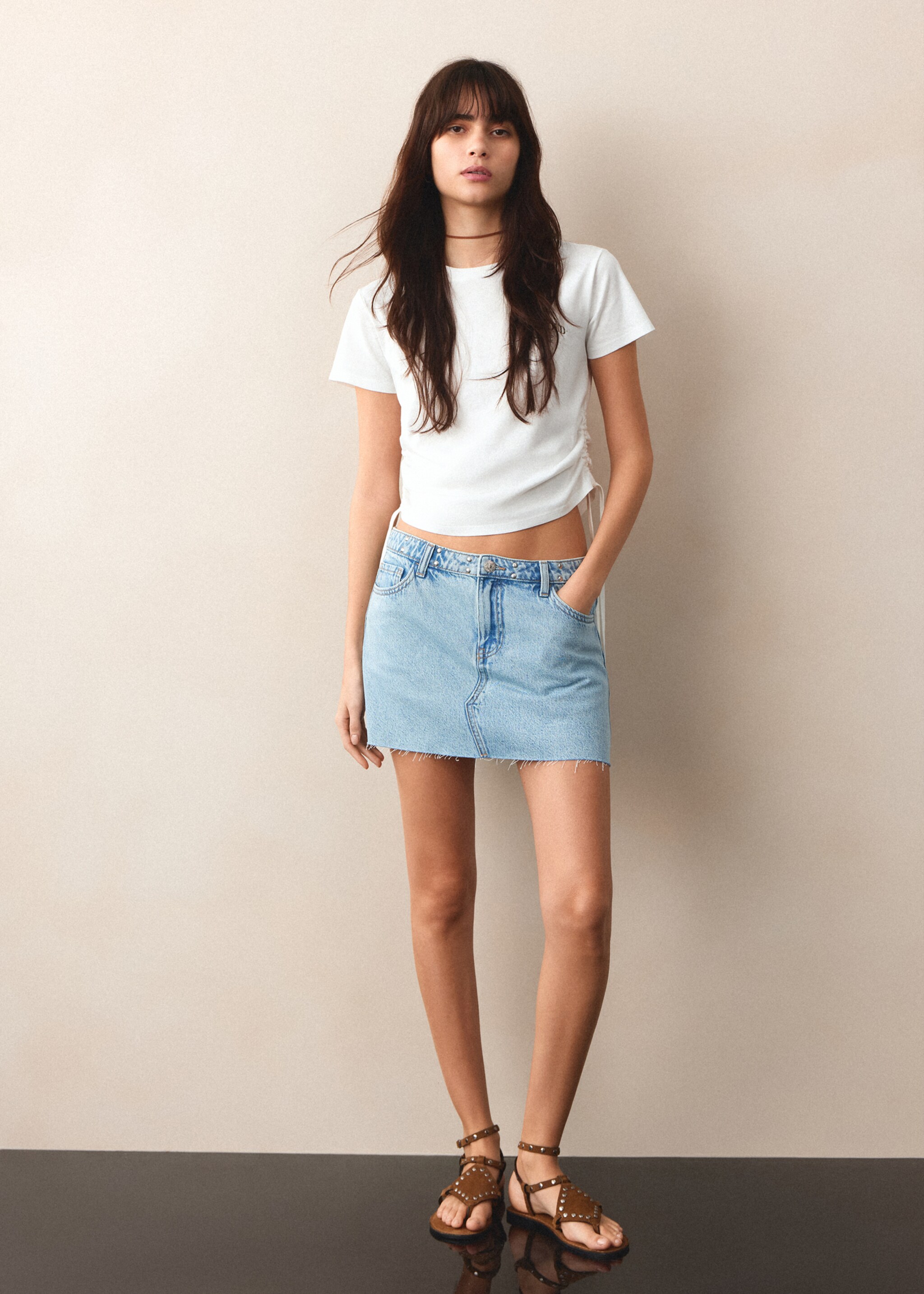 Printed cotton T-shirt with ties - General plane, Off White. Ref: 27017909-00.