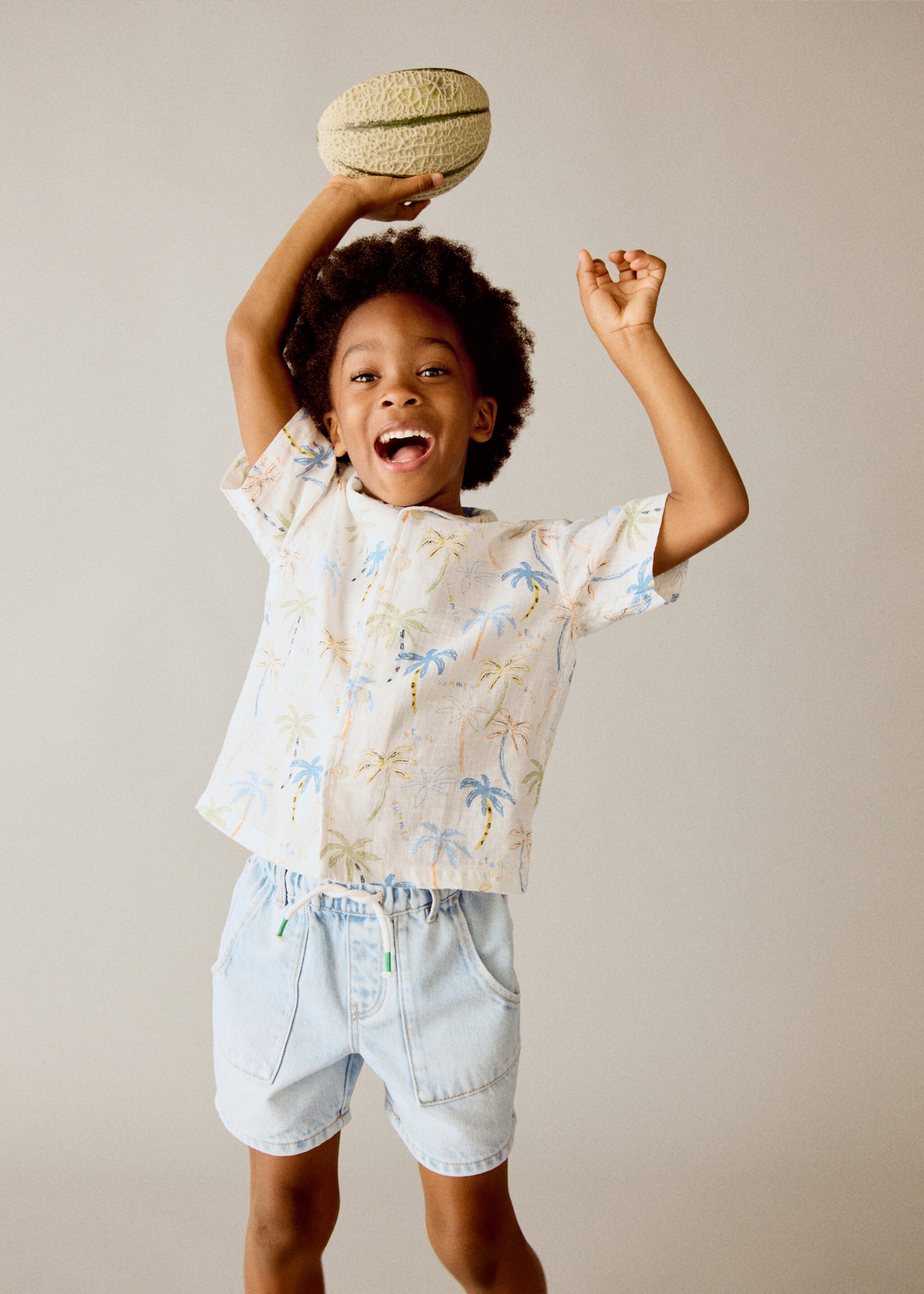 Denim bermuda shorts with drawstring - General plane, Light Blue. Ref: 27017911-00.