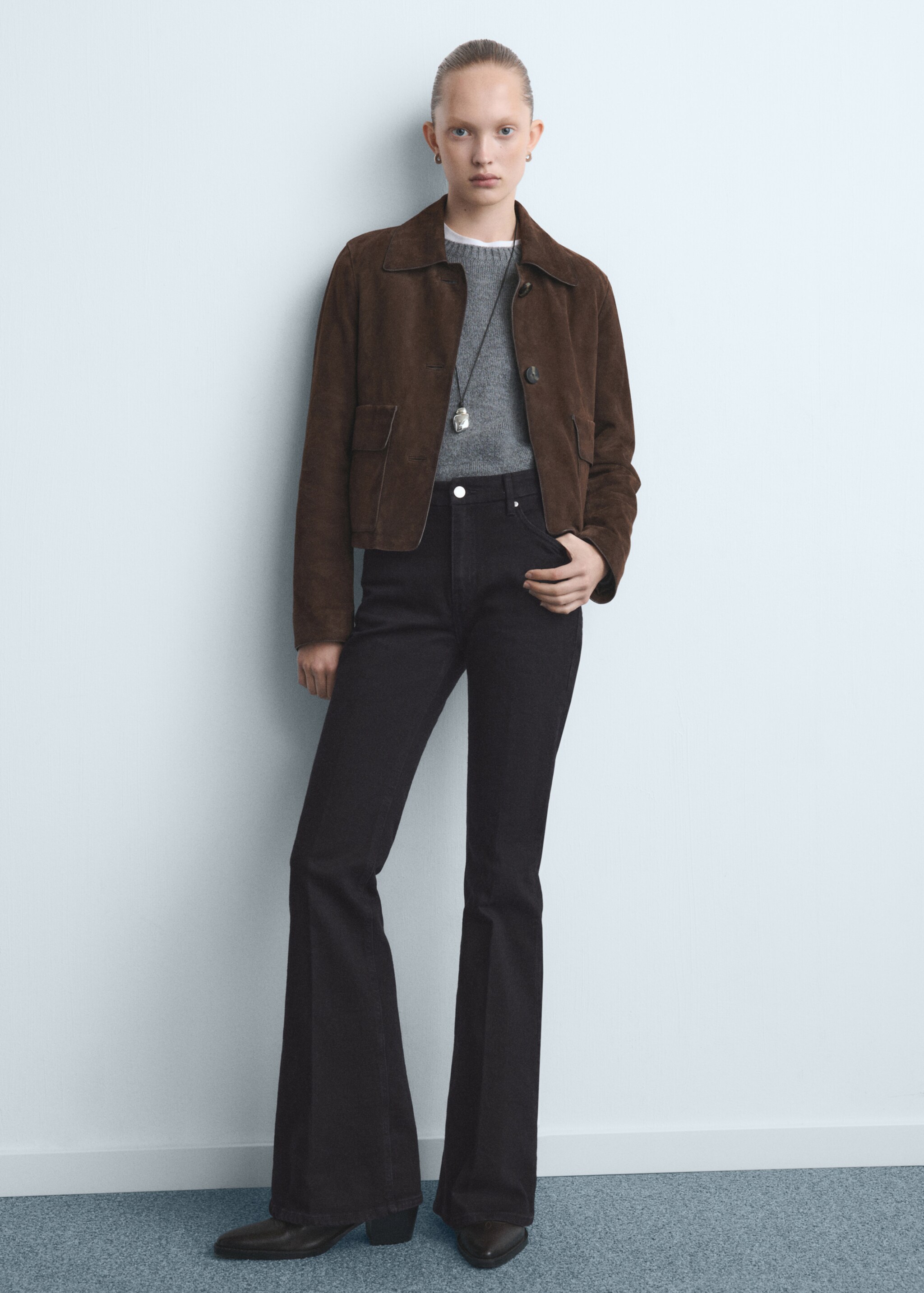 Violet flared high-rise jeans - General plane, Black denim. Ref: 27021192-00.