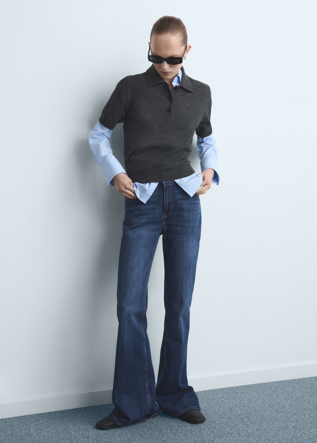 Mango Violet flared high-rise jeans