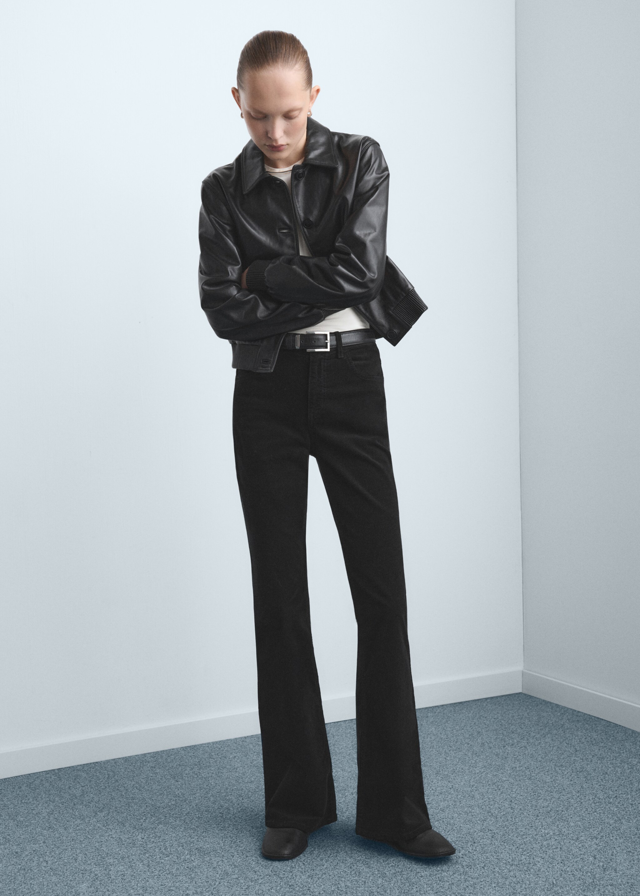 Velvet flared jeans - General plane, Black. Ref: 27021199-00.