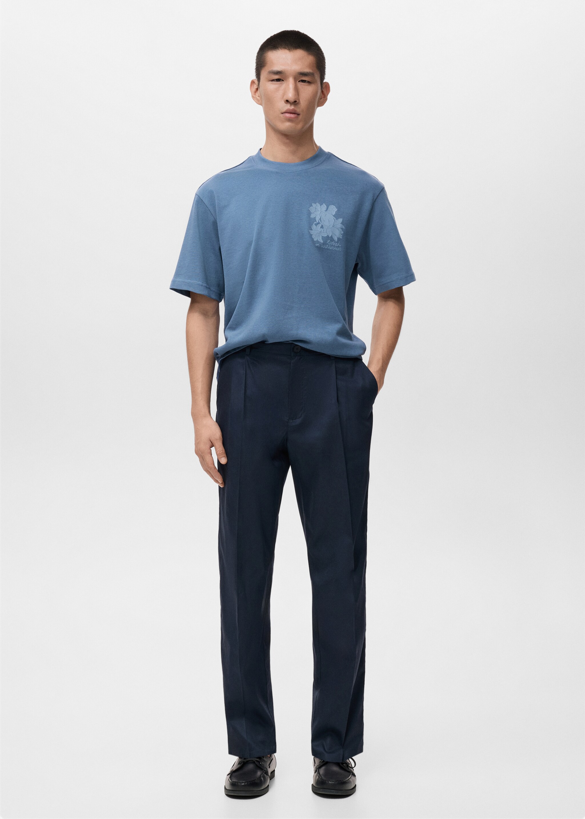 100% cotton t-shirt text - General plane, Sky Blue. Ref: 27021241-00.