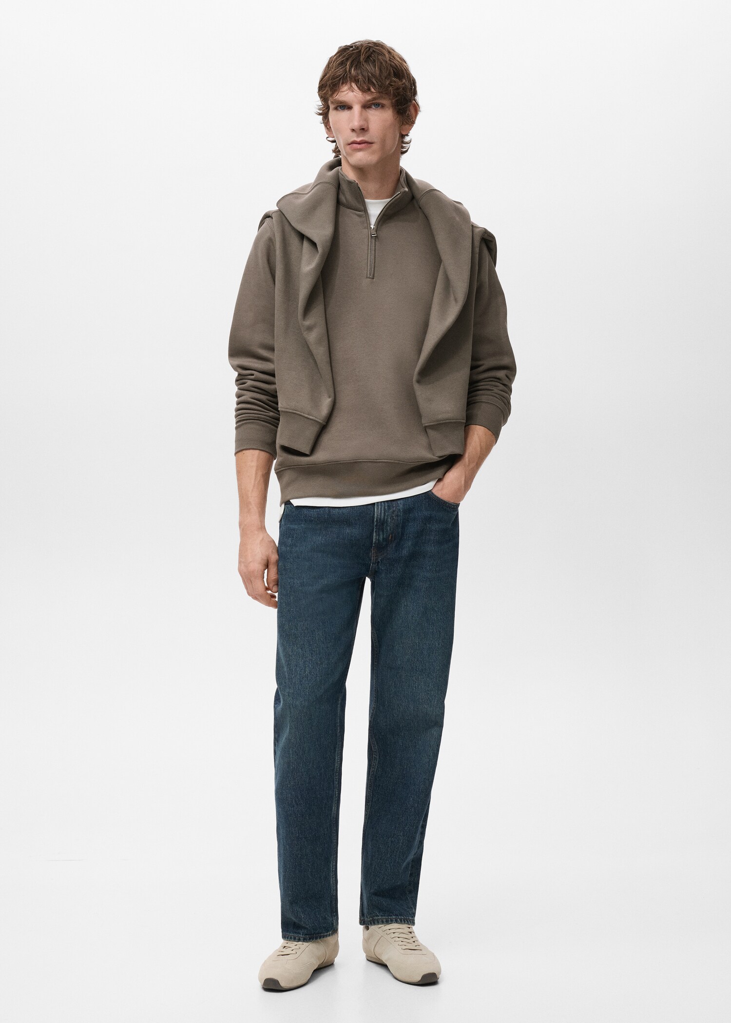 Regular-fit cotton sweatshirt with zip - General plane