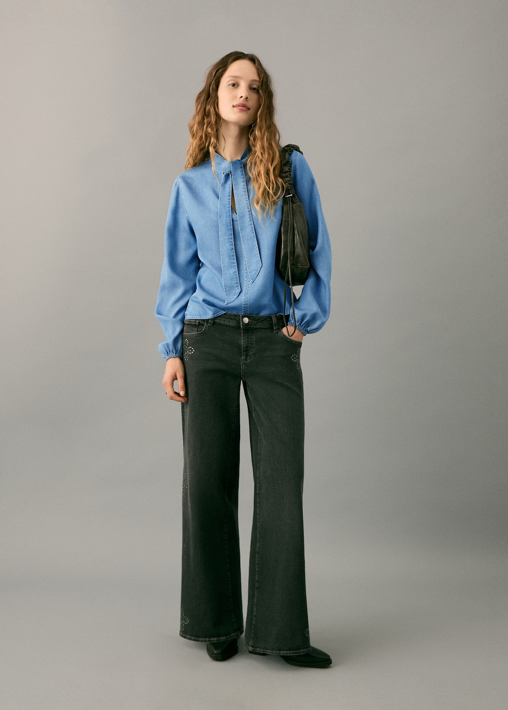 Lyocell blouse with bow