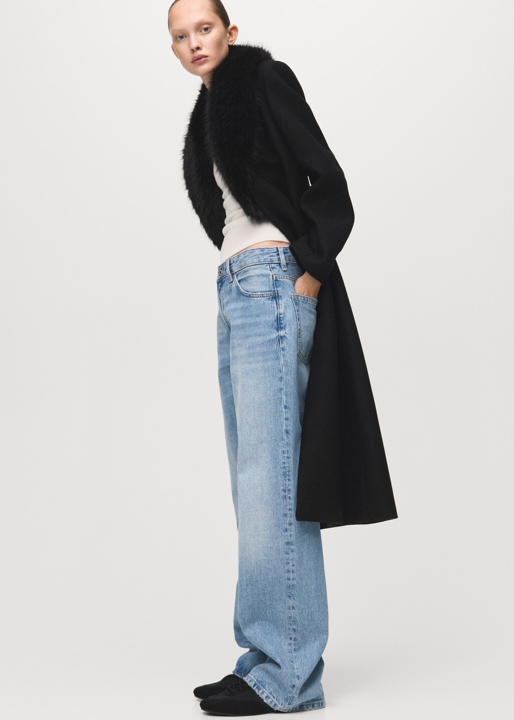 Manteco wool coat with fur collar
