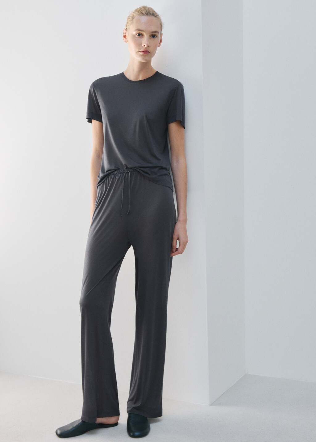 Short-sleeved micro-modal pajama top - image 2