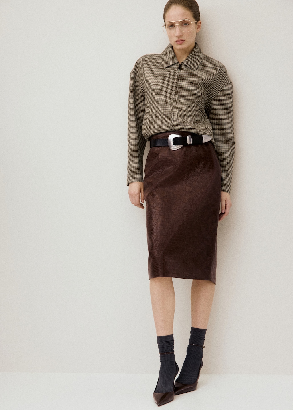 Houndstooth jacket with lapels