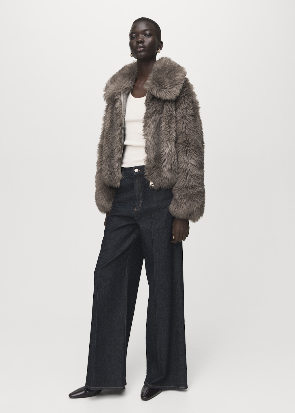 Mango Faux-fur jacket with lapels