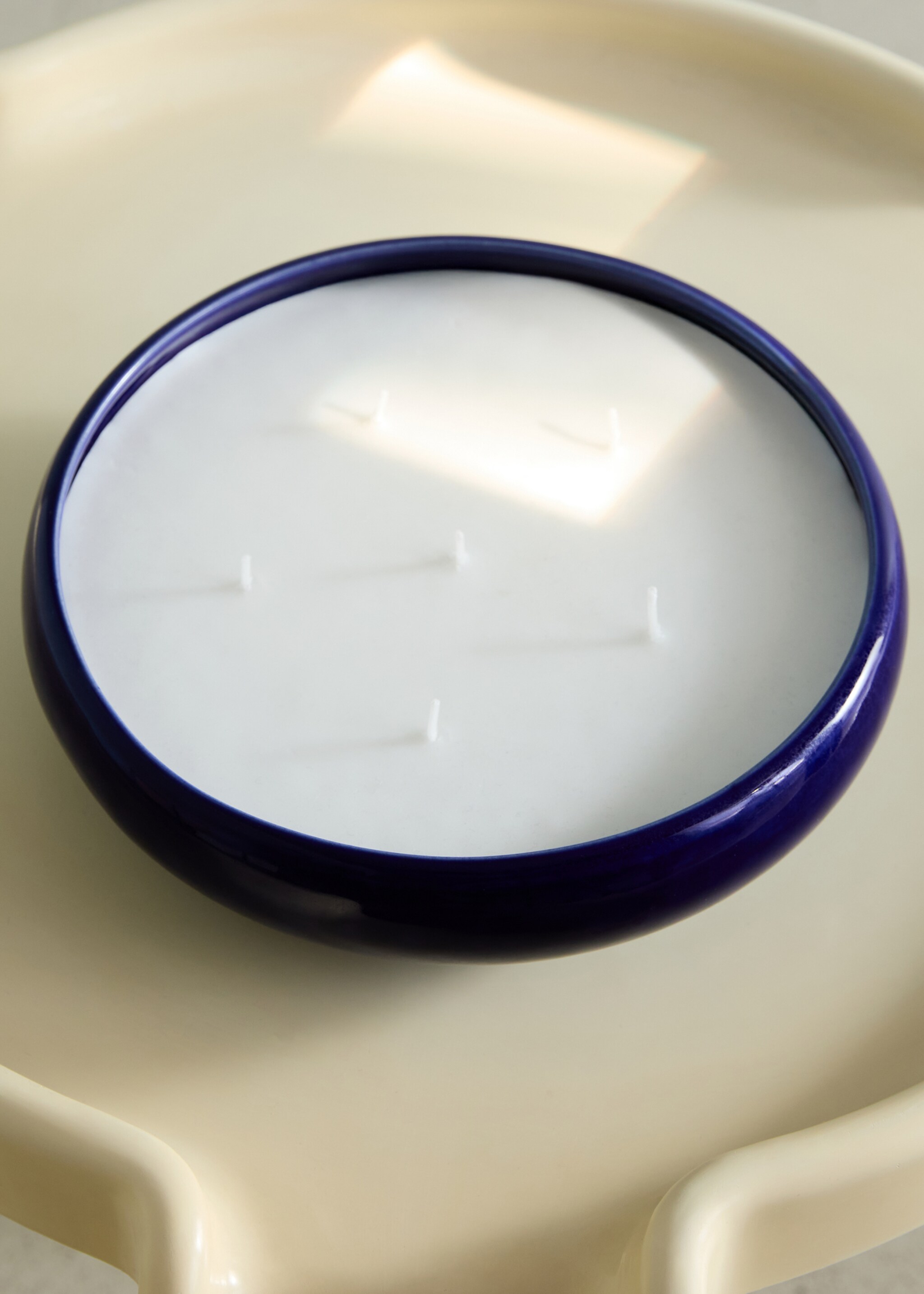 Espelma ceràmica acabat brillant gran - Pla general, Blau. Ref: 27021524-00.