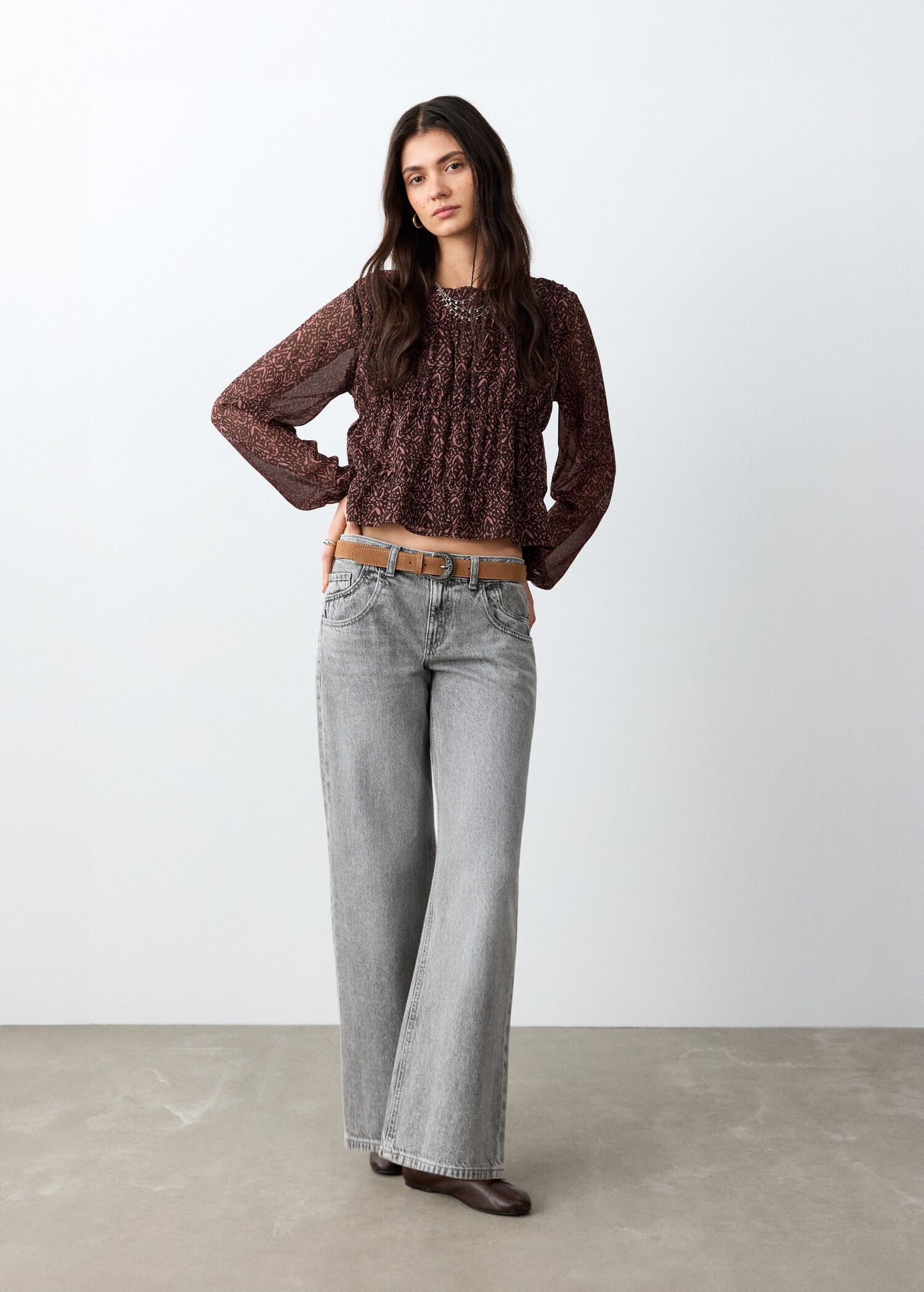 Blusa estampada fruncido - Plano general