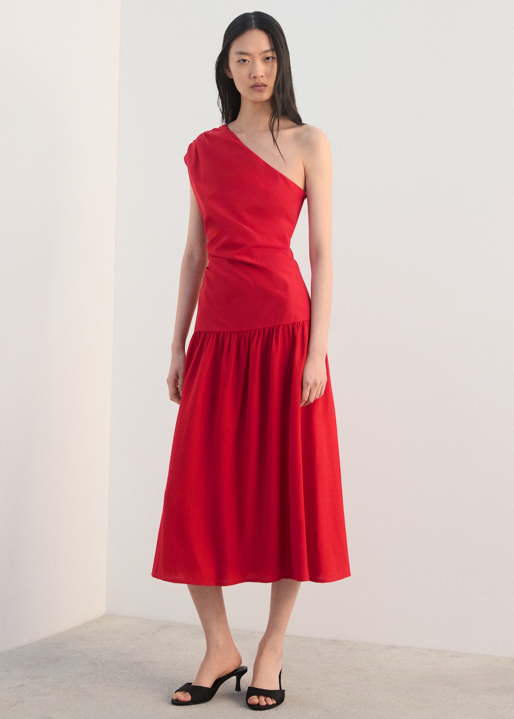 Mango Asymmetrical pleated dress