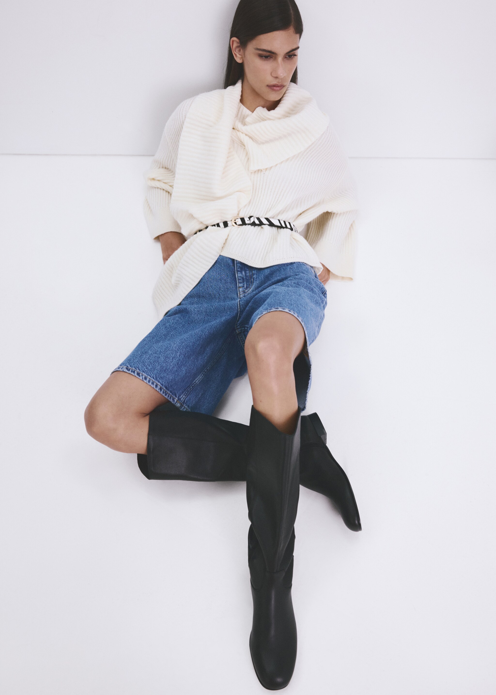 Cinturón piel pelo cebra - Plano general, Negro. Ref: 27022895-00.