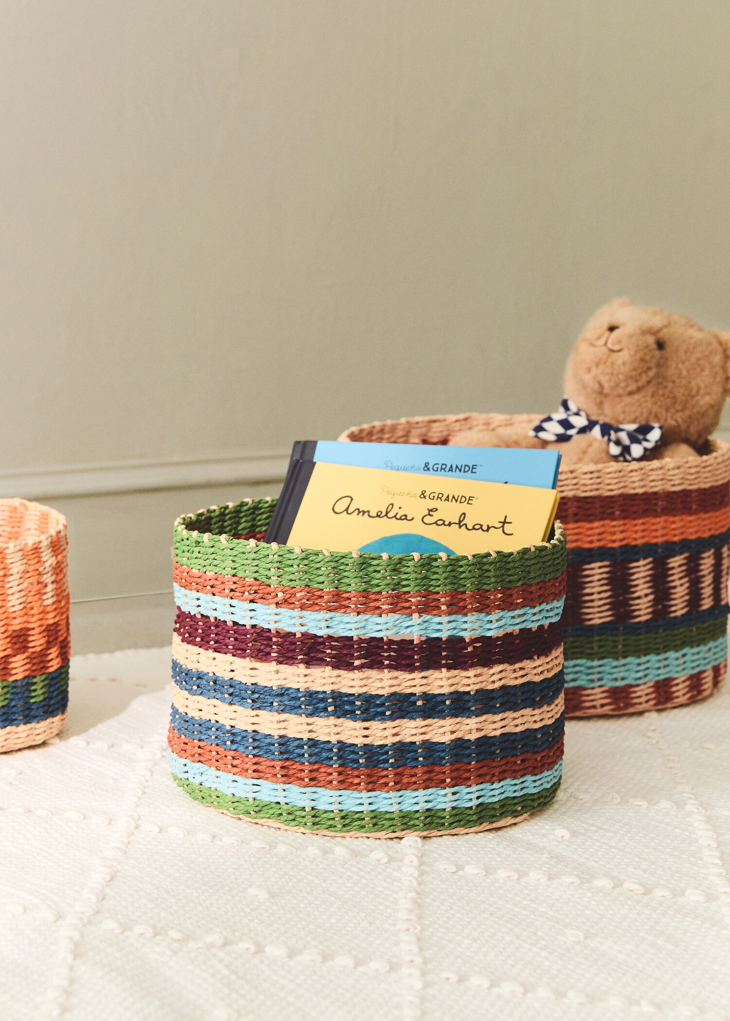 Panier circulaire moyen  imprimé coloré - Plan général