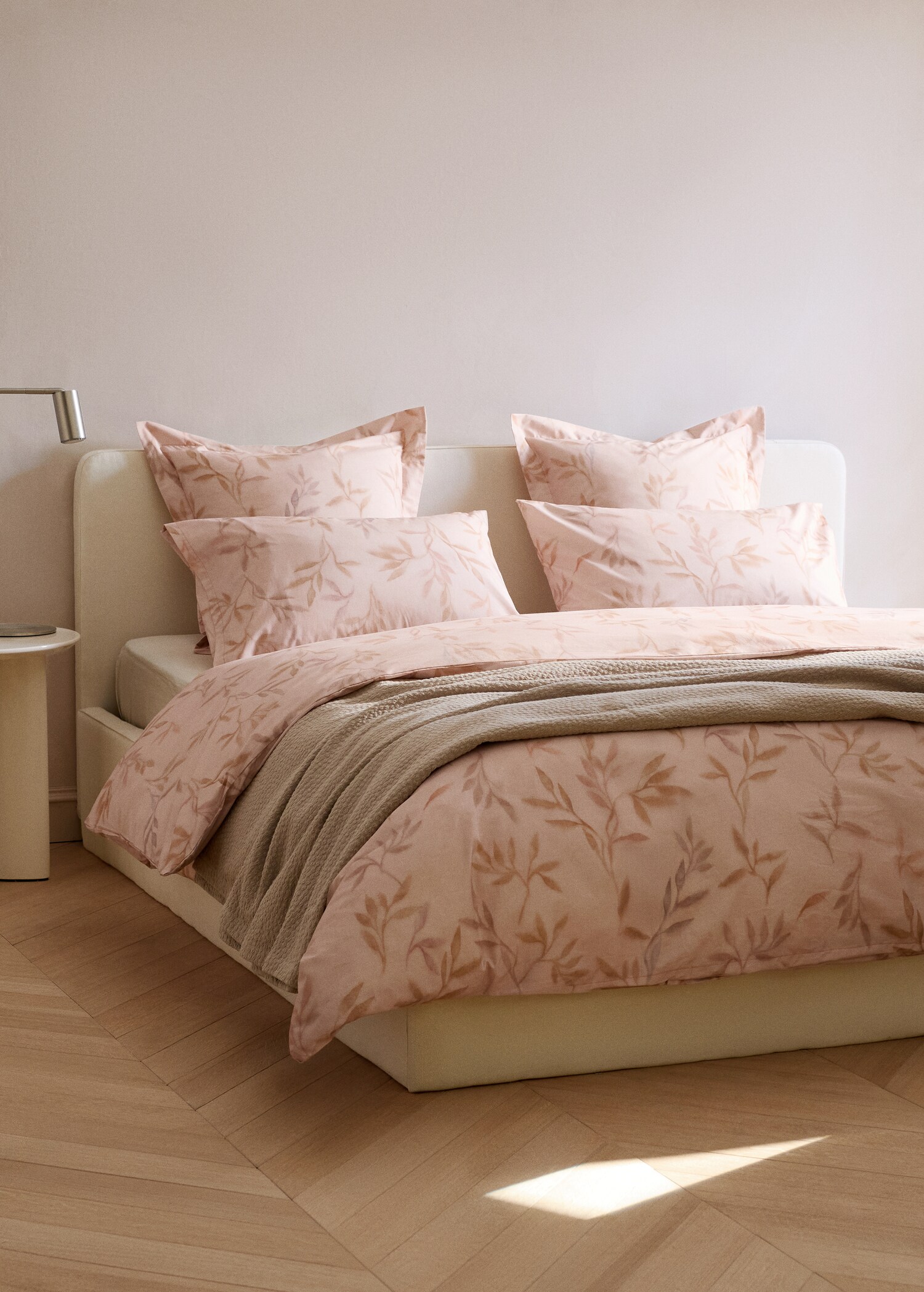 Printed leaf percale cotton duvet cover for 150/160cm bed - General plane