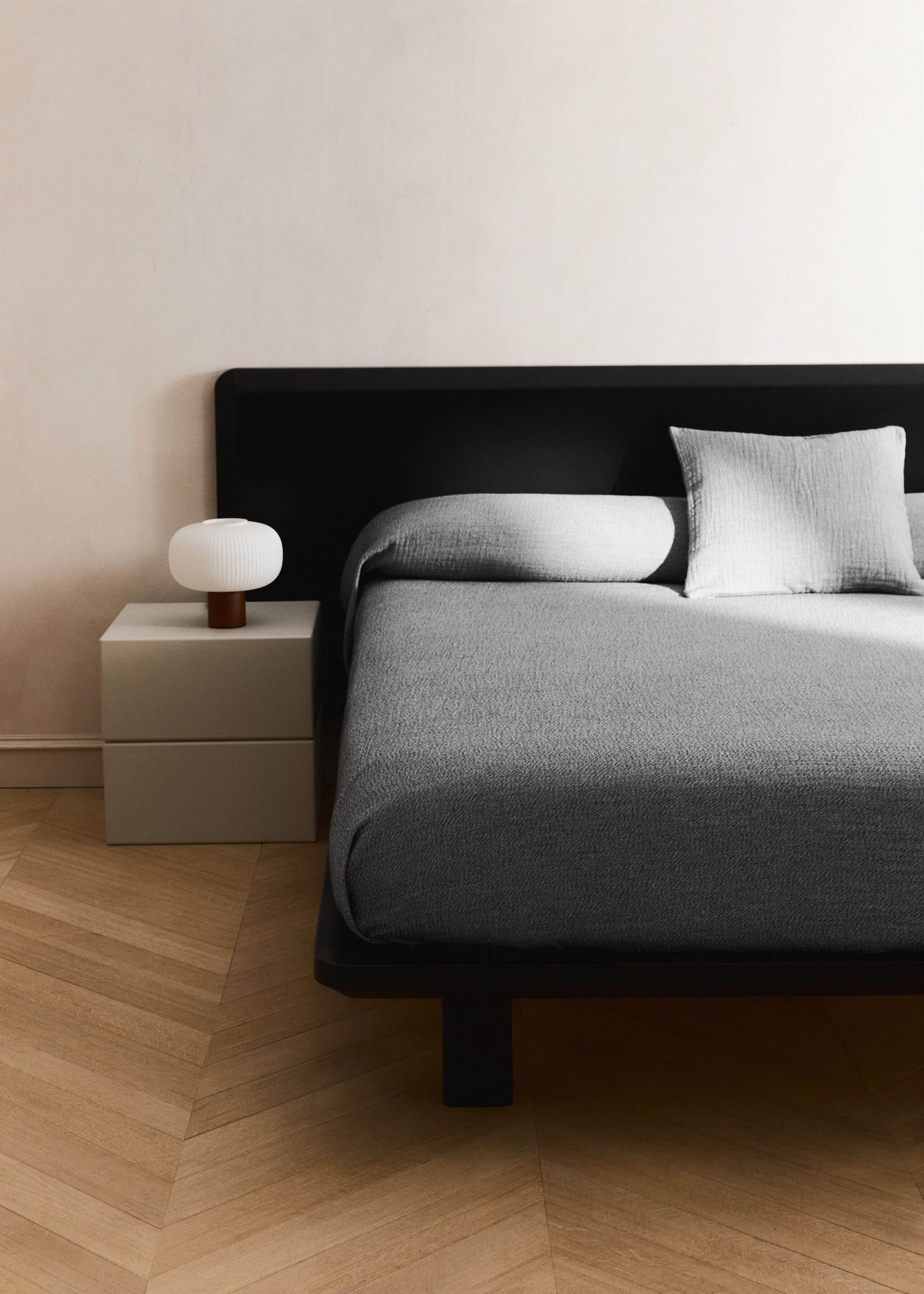 Soft melange cotton bedspread for Bed 180/200 cm - General plane, Dark Heather Grey. Ref: 27023299-00.