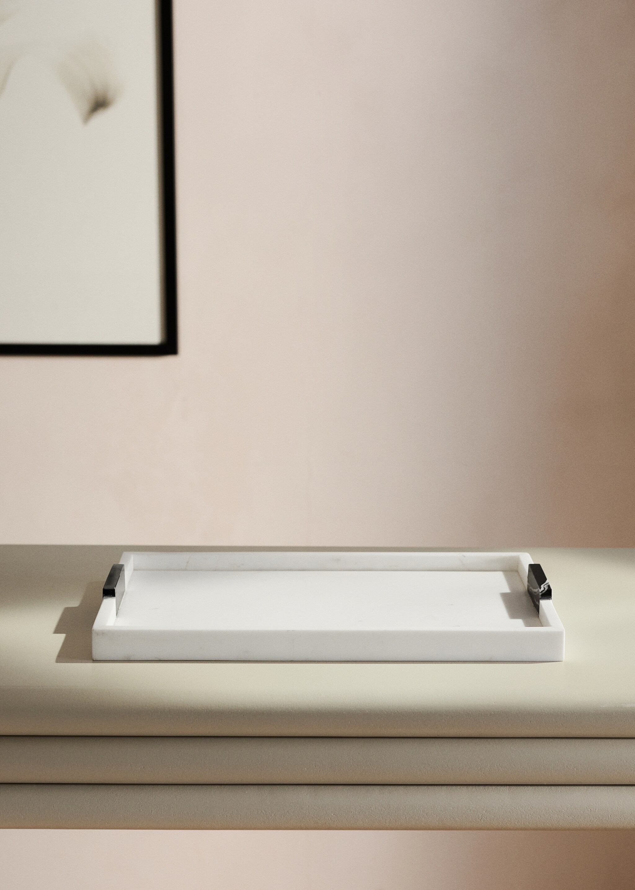 Safata decorativa de marbre bicolor - Pla general, Blanc. Ref: 27023311-00.