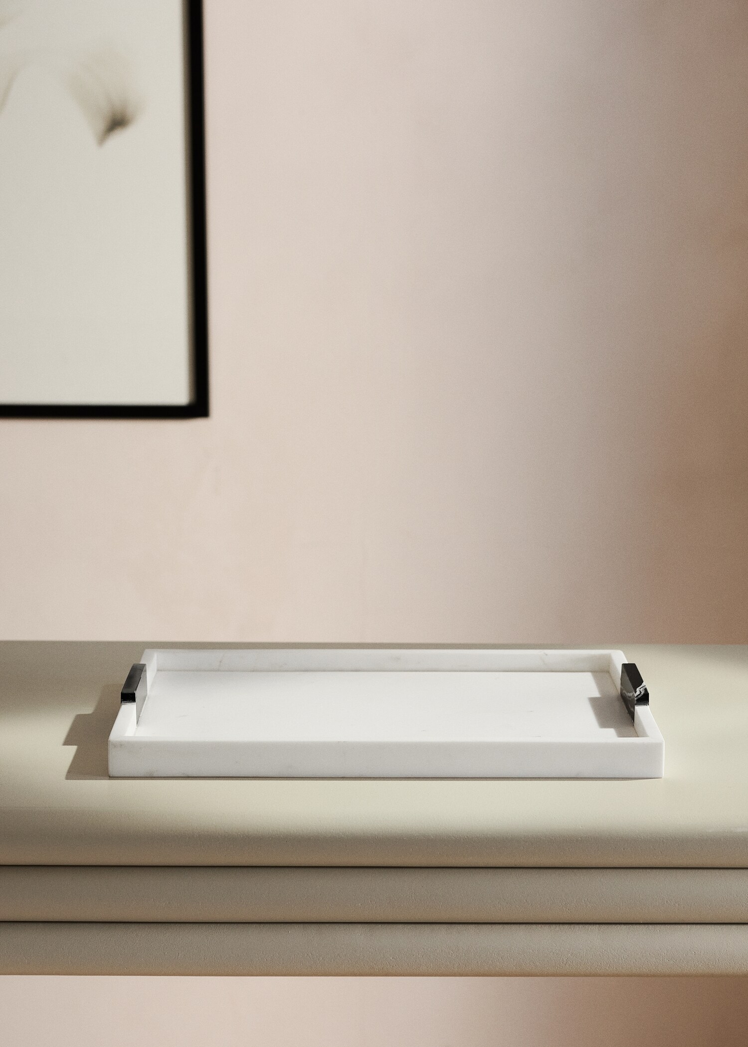 Bicolour marble decorative tray - General plane