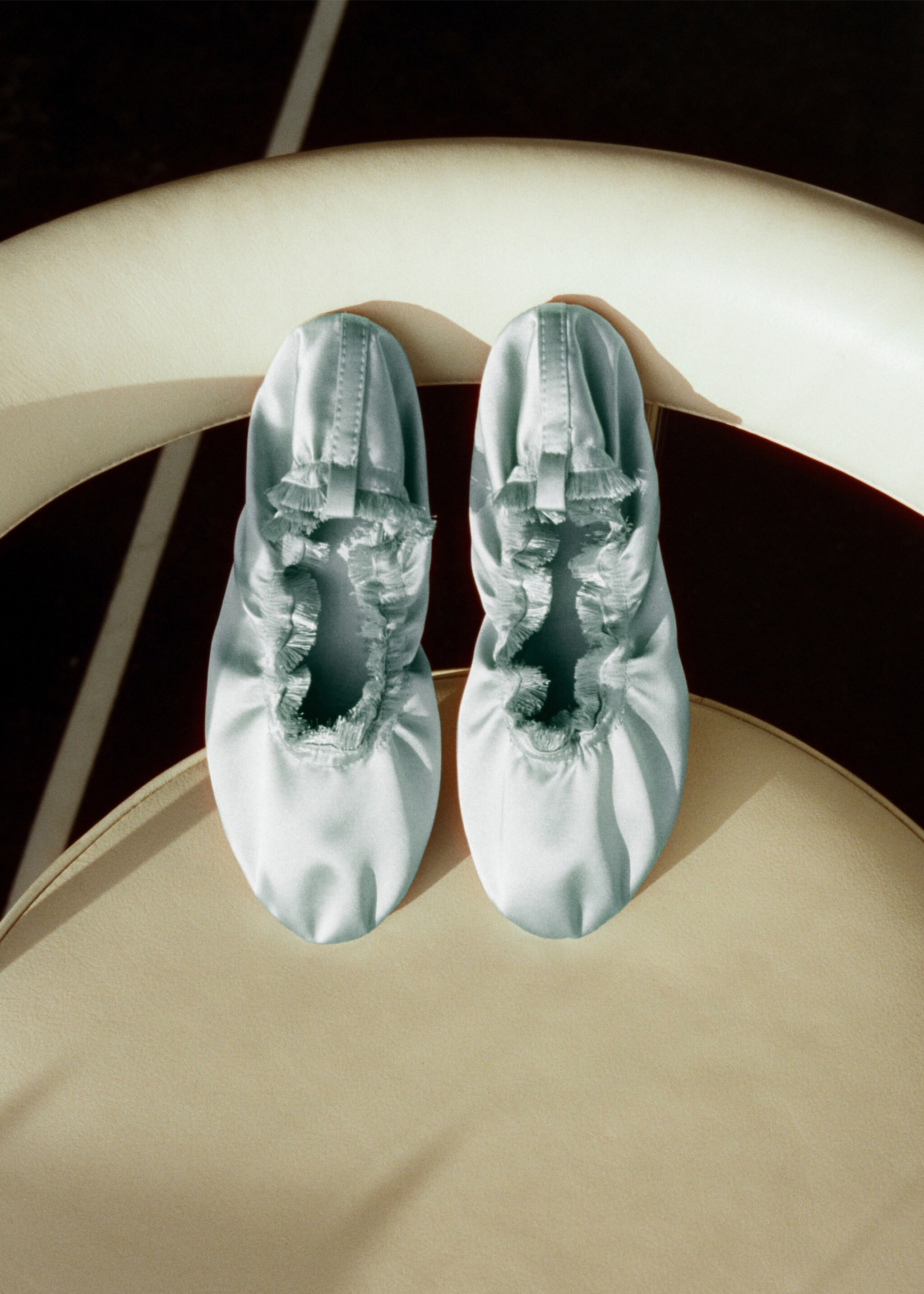 Satin ballet flats with elastic - General plane, Blue. Ref: 27023318-00.