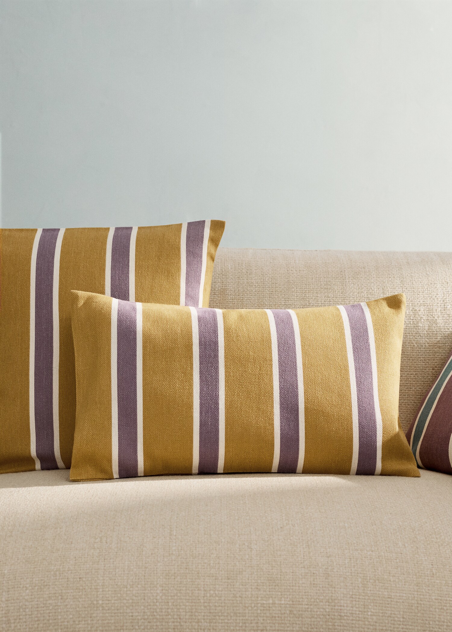 Cotton cushion cover with printed stripes 30x50 cm - General plane