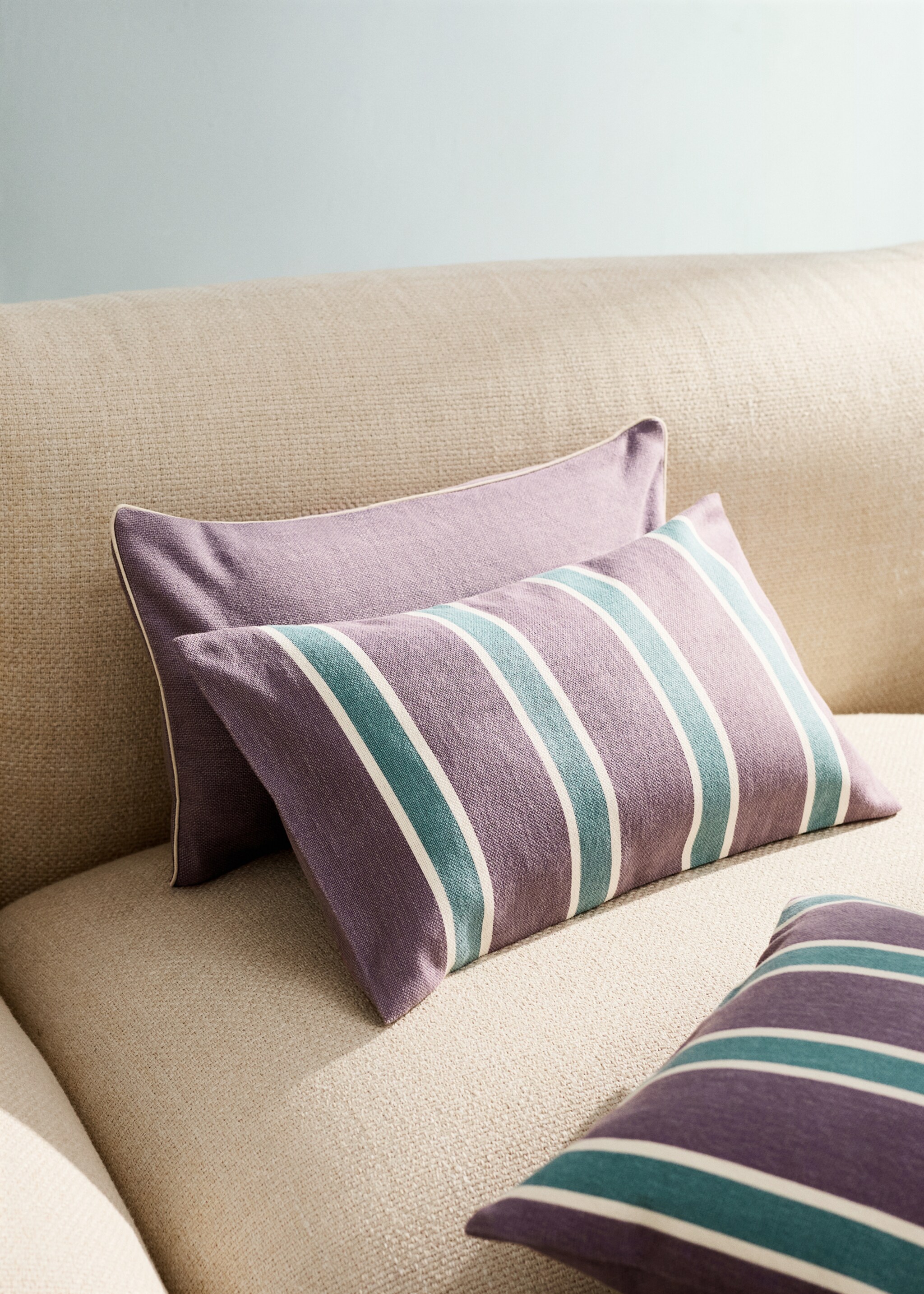 Katoenen kussenhoes met streepprint 30x50 cm - Overzichtstekening, Braam. Ref: 27023320-00.