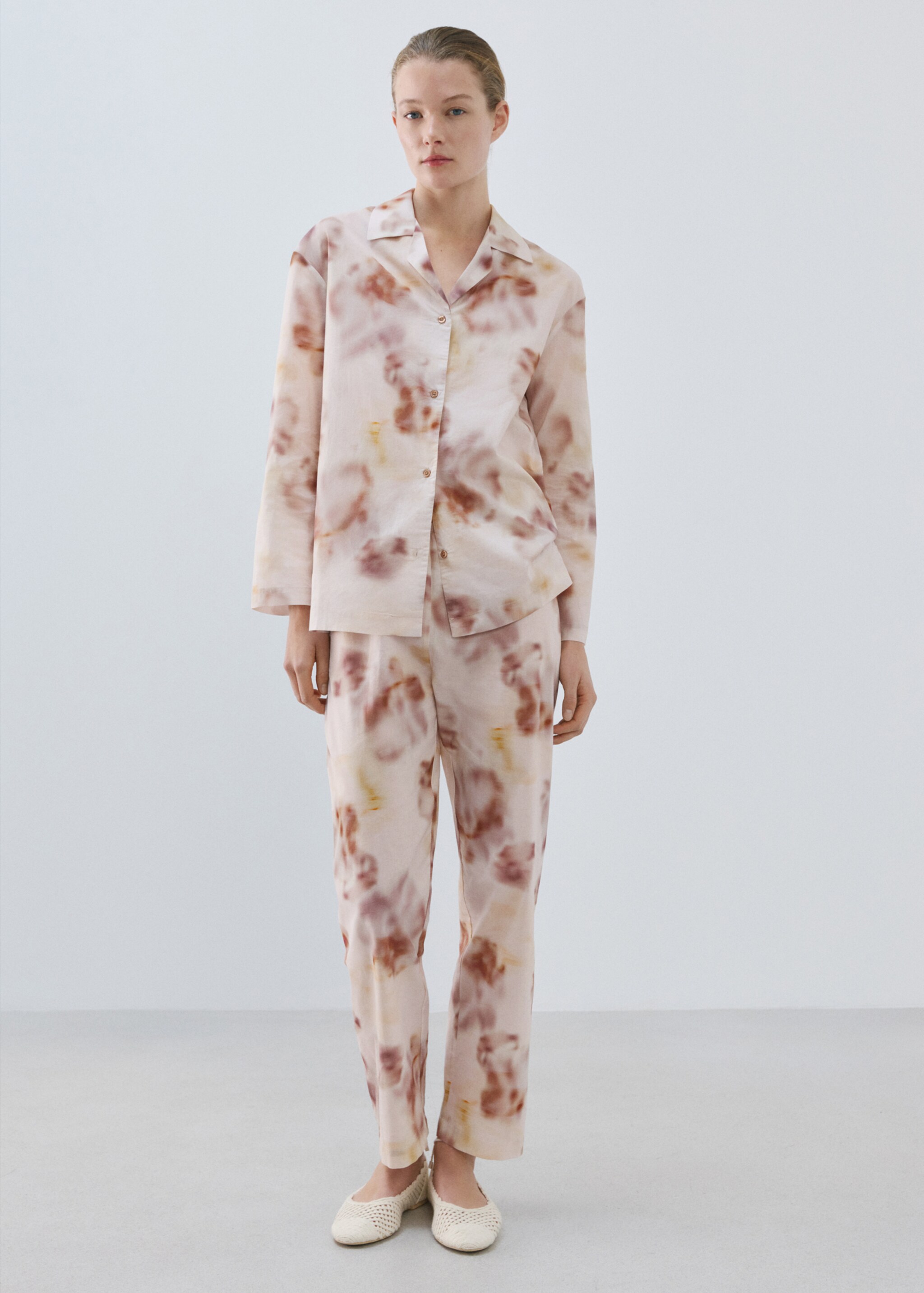 Floral-print cotton pyjamas - General plane, Brown. Ref: 27023326-00.