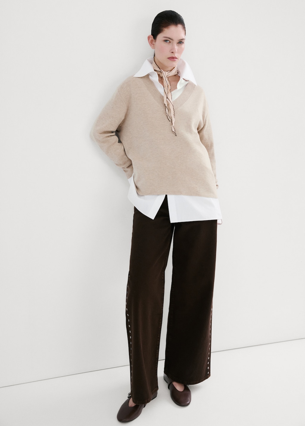 V-neck knit sweater - image 2