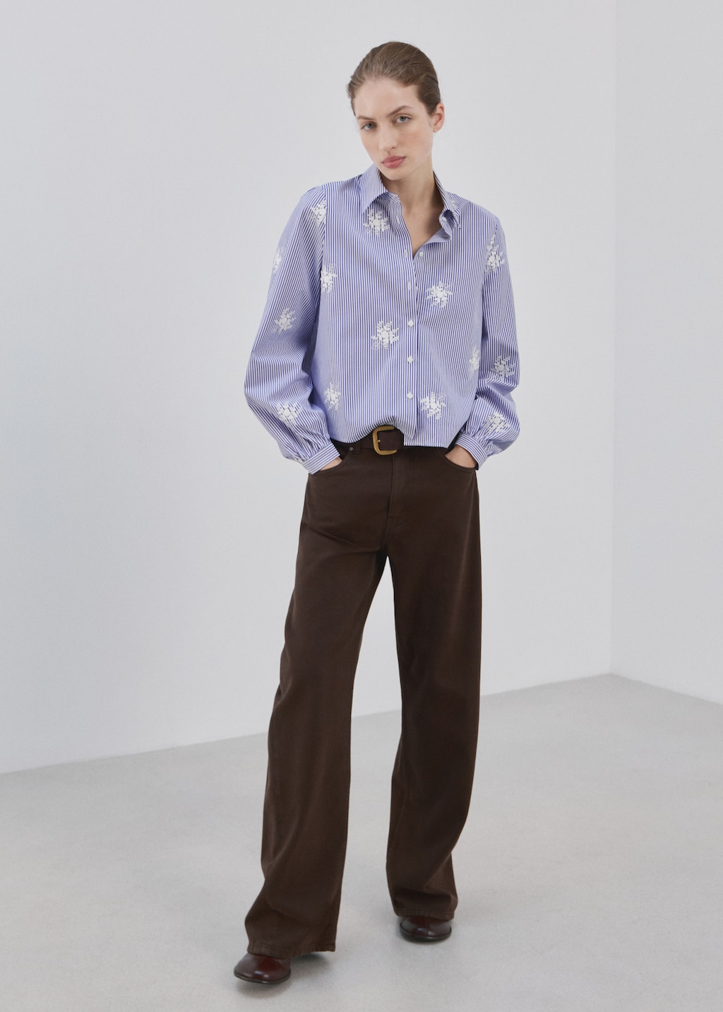 Embroidery striped shirt - image 2