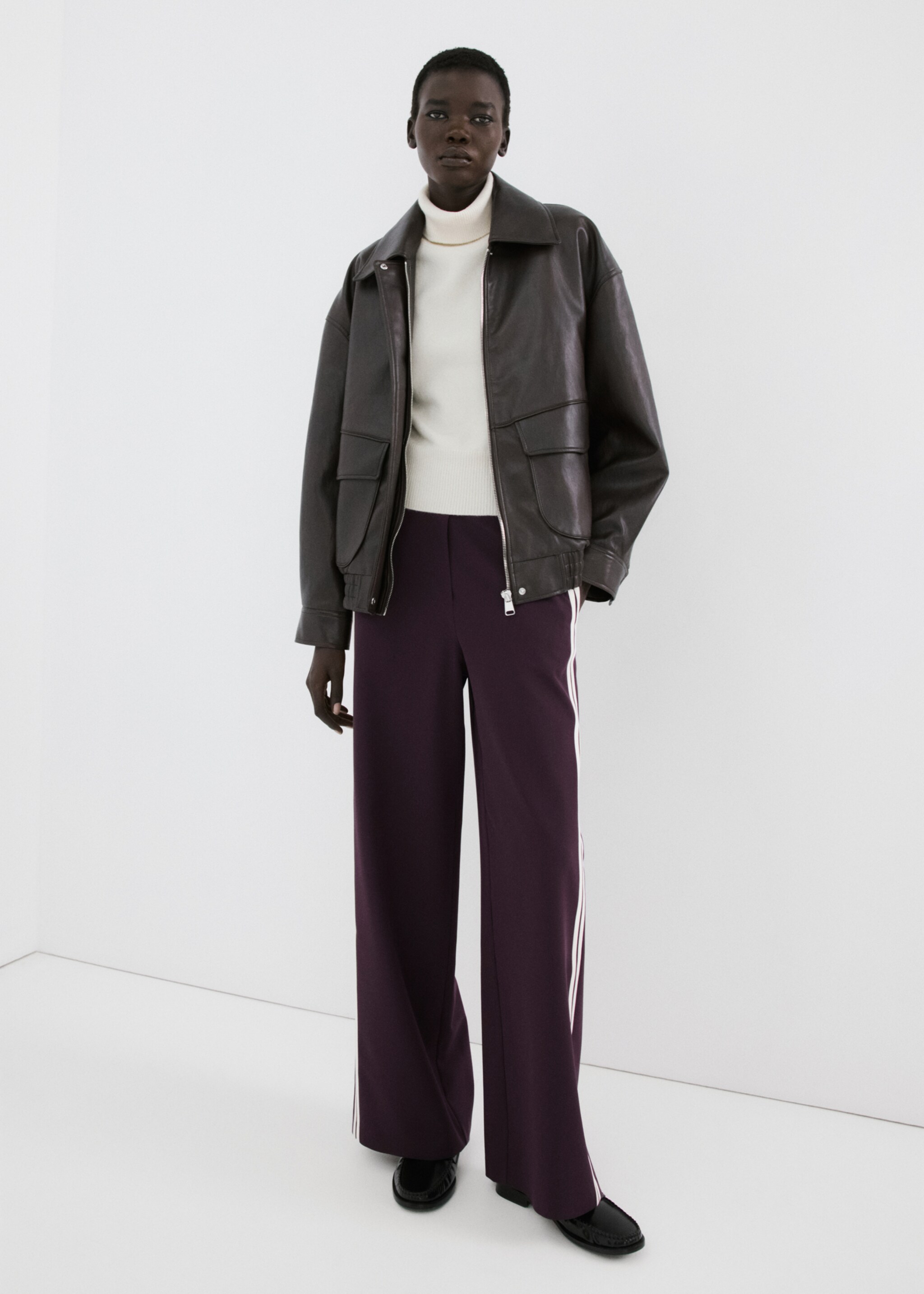 Pantalon combiné rayures - Plan général, Lie de vin. Ref: 27024096-00.