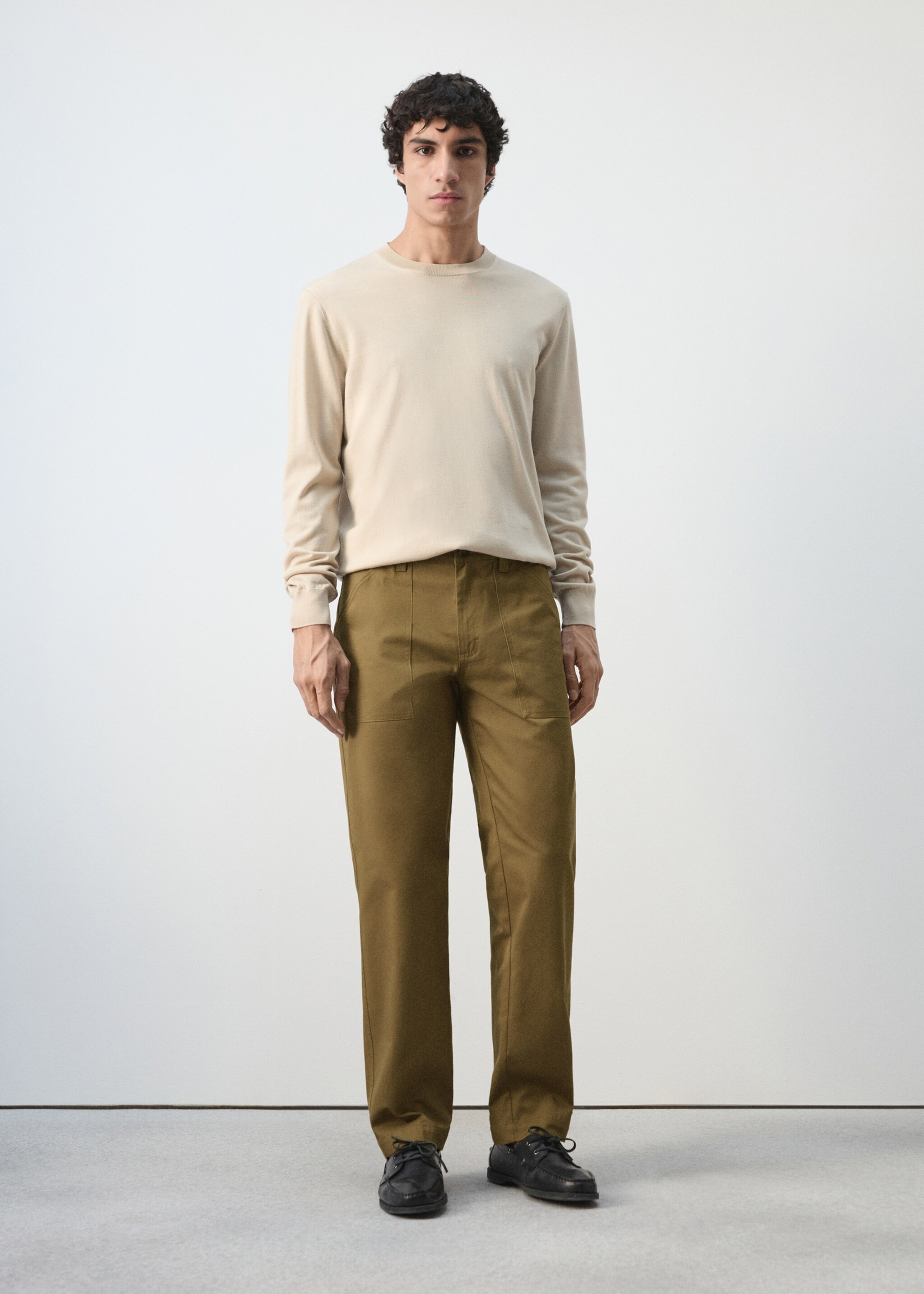 100% cotton trousers with patch pockets - General plane, Ochre. Ref: 27024411-00.