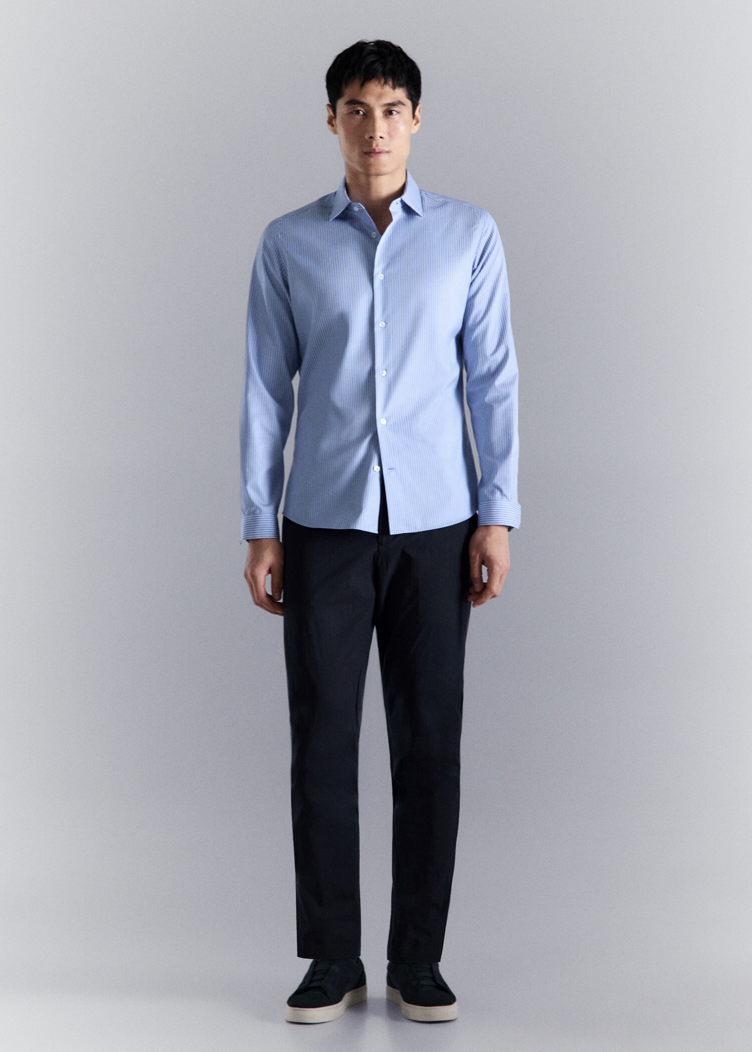 Slim fit non-iron striped shirt - General plane