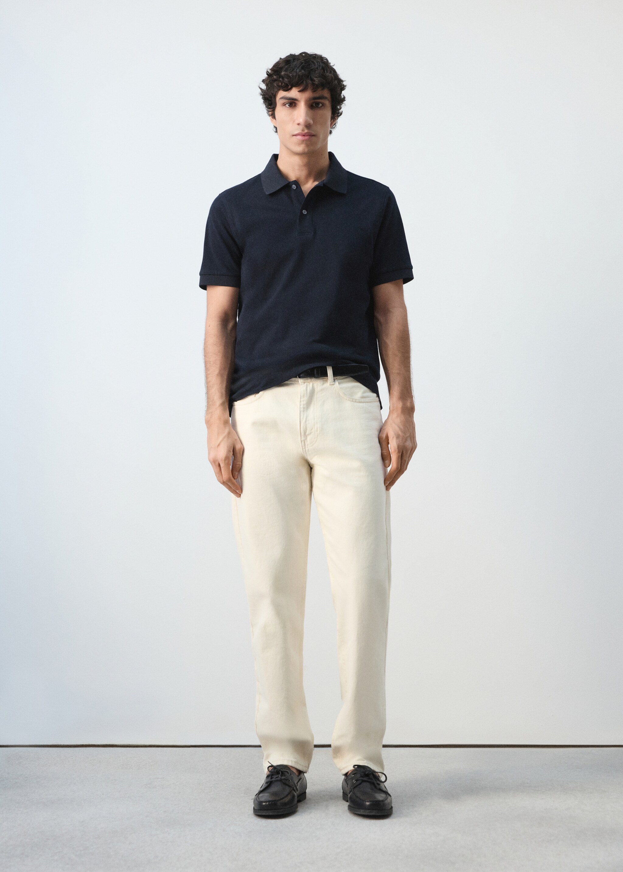 Regular-fit cotton piqué polo shirt - General plane, Navy. Ref: 27024427-00.