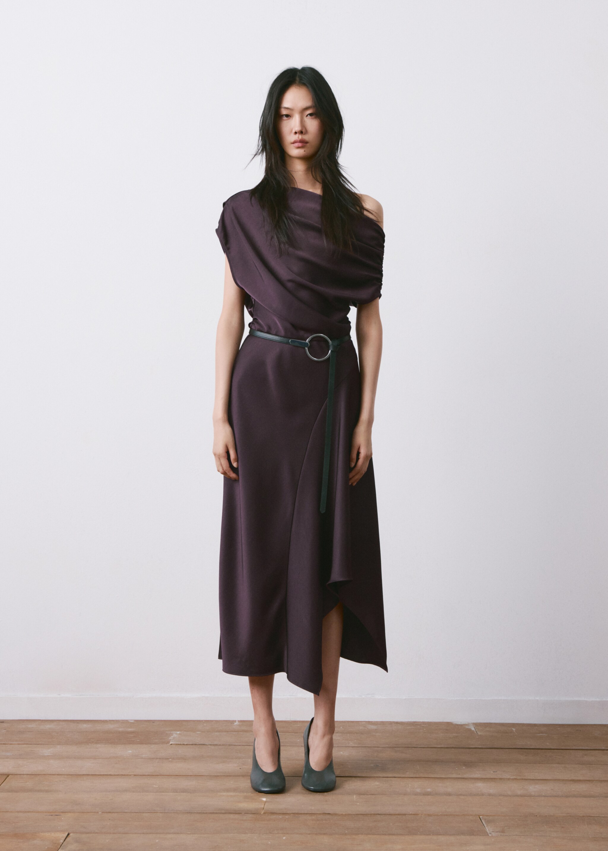 Asymmetrical flared dress - General plane, Chocolate. Ref: 27024438-00.