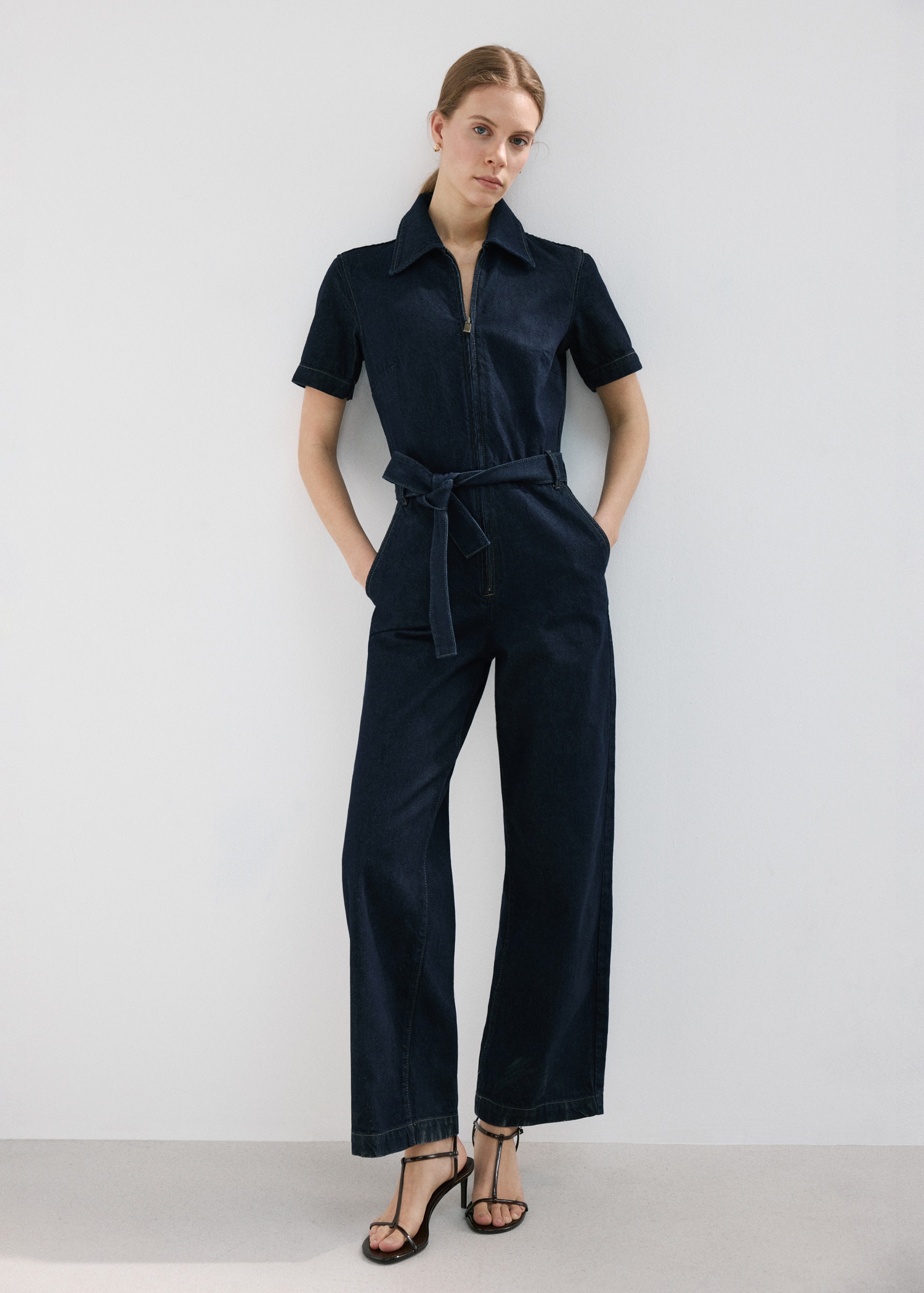Belt denim jumpsuit - General plane