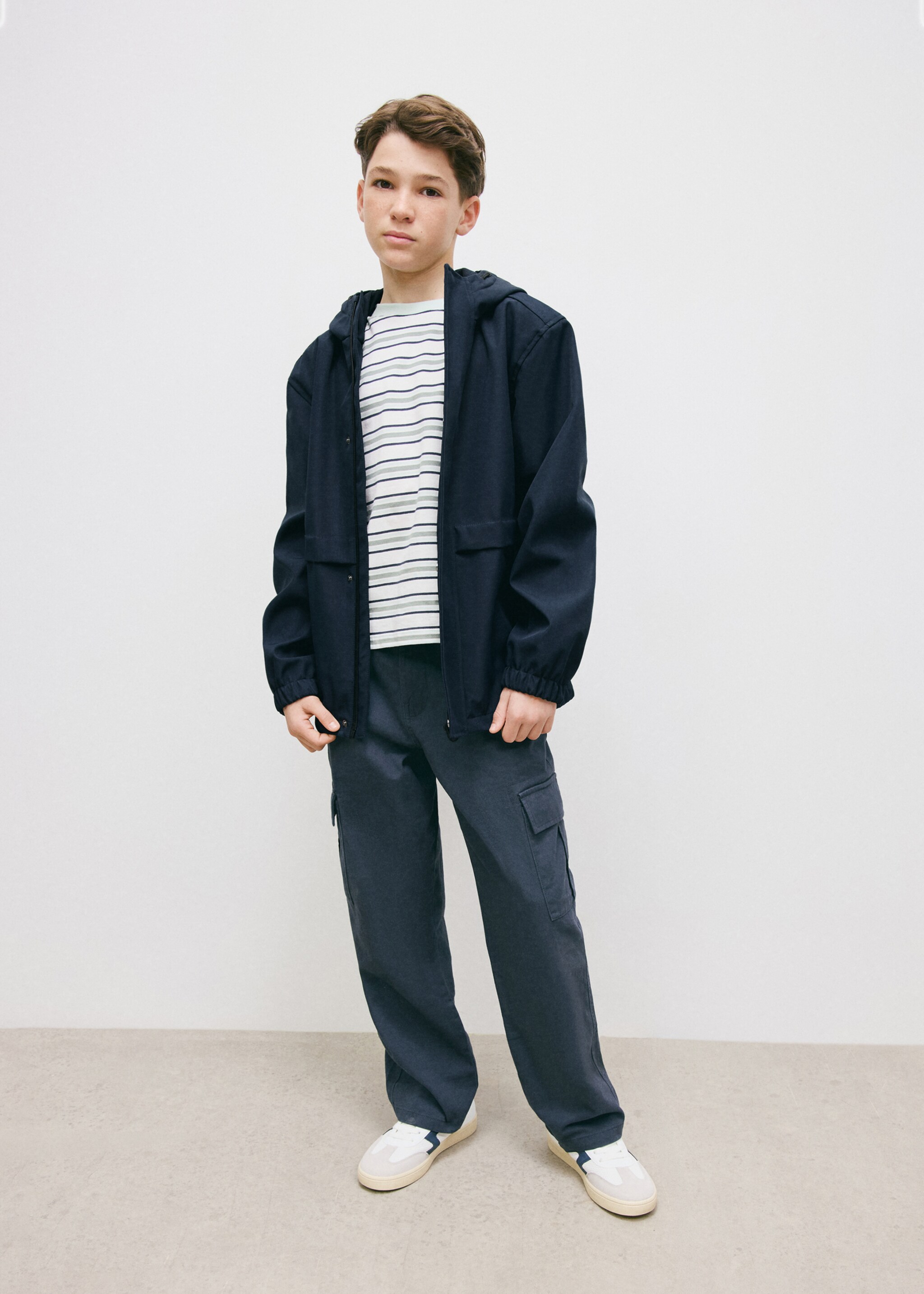 Hooded water-repellent parka - General plane, Navy. Ref: 27024771-00.