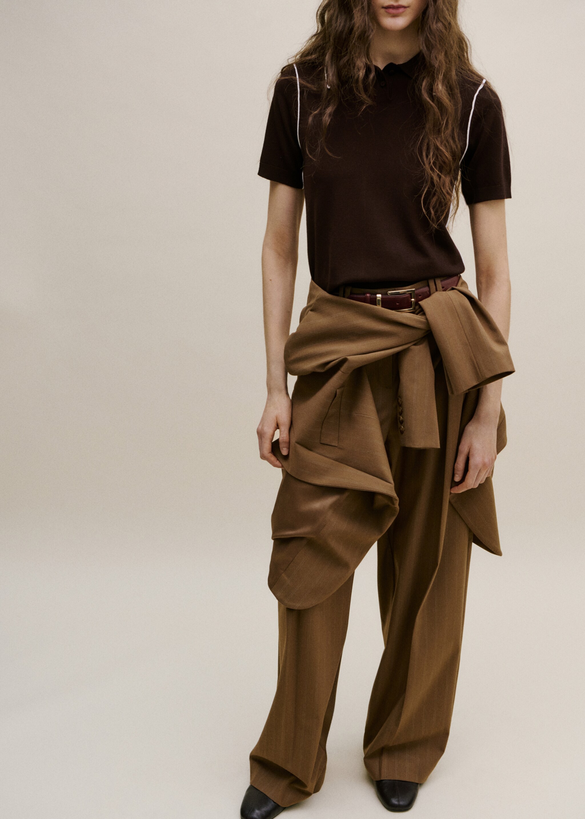 Contrasting stripes sweater - General plane, Chocolate. Ref: 27024775-00.