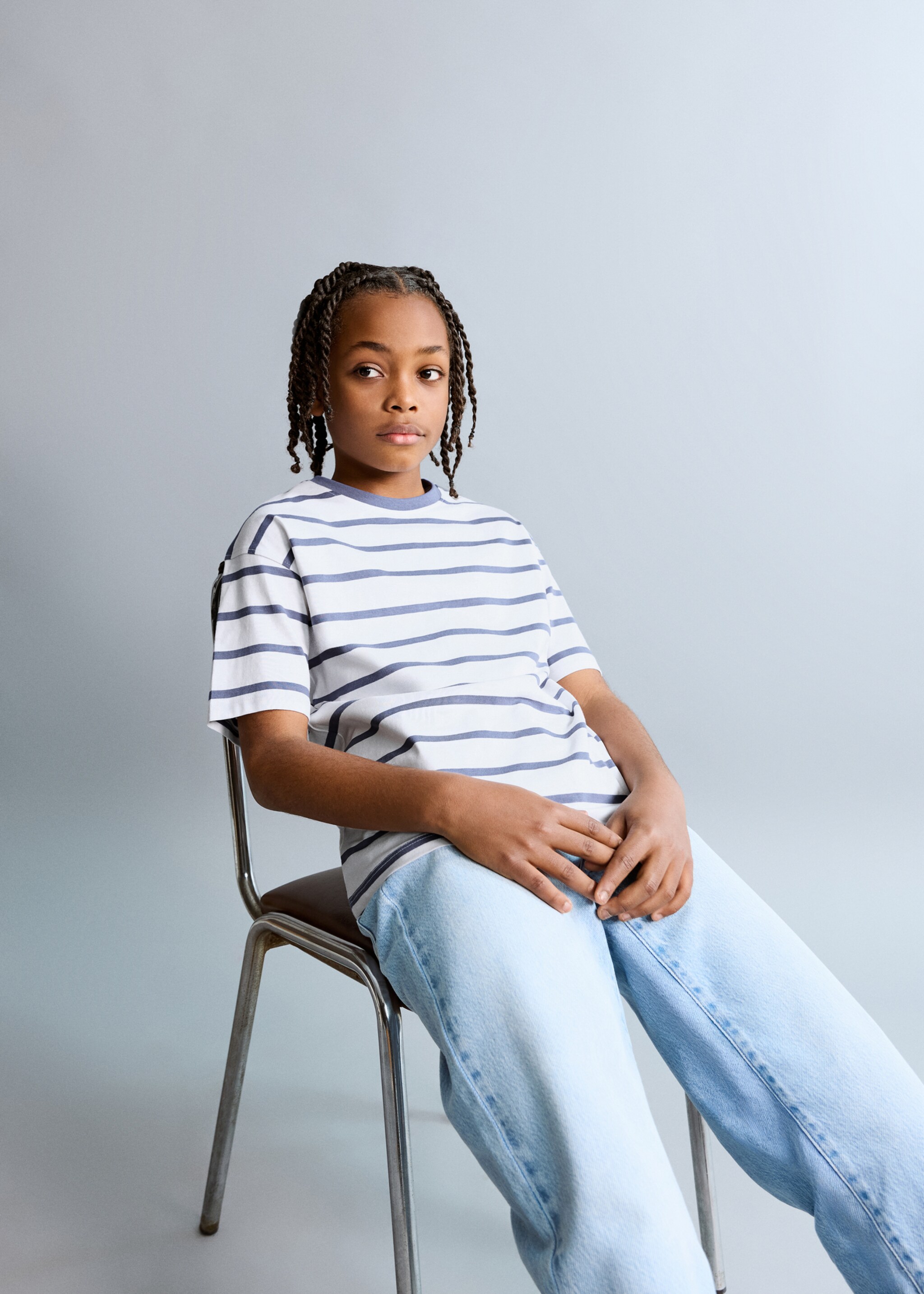 Striped cotton T-shirt - General plane, Blue. Ref: 27025150-00.