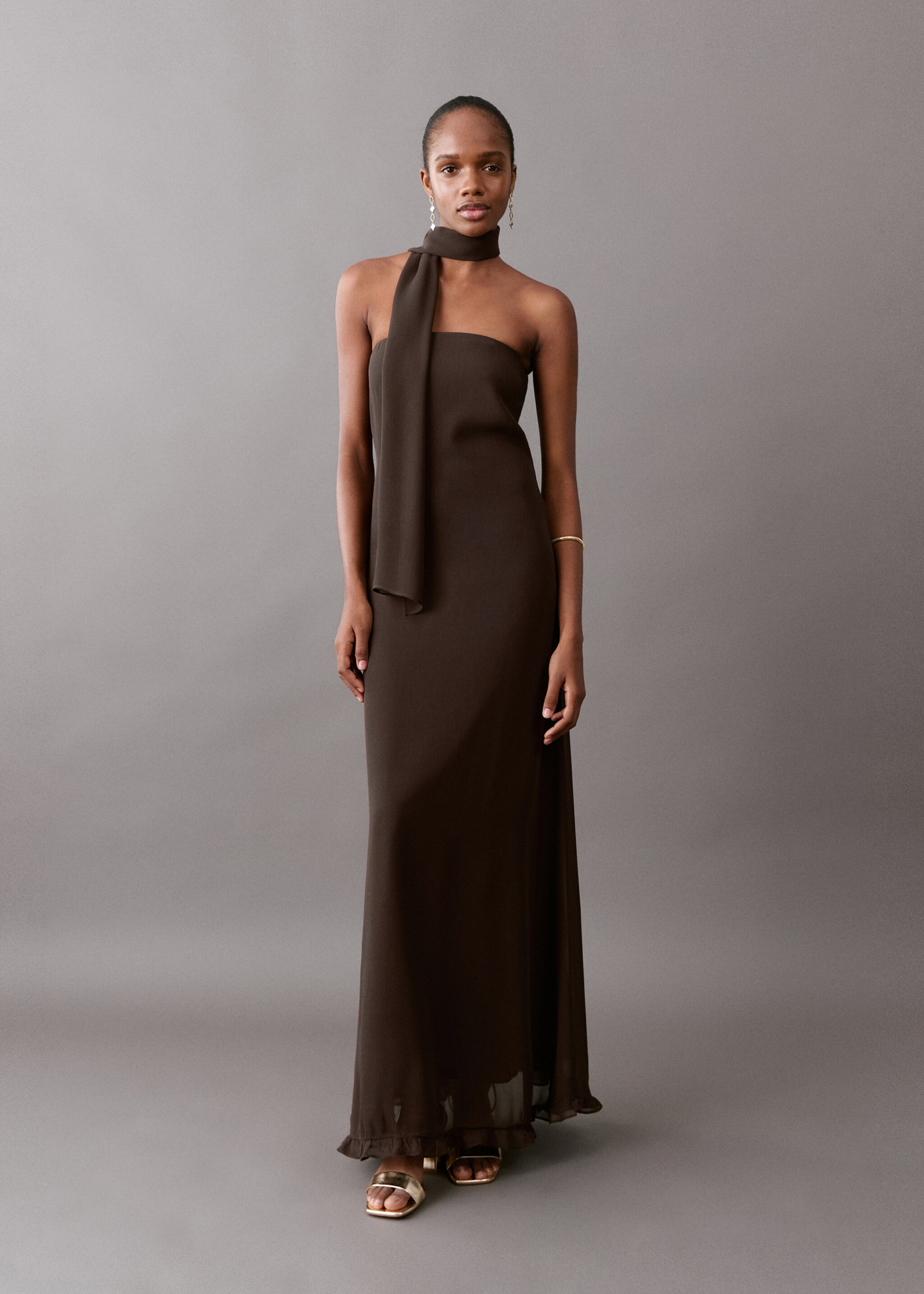 Strapless dress - General plane, Brown. Ref: 27025811-00.