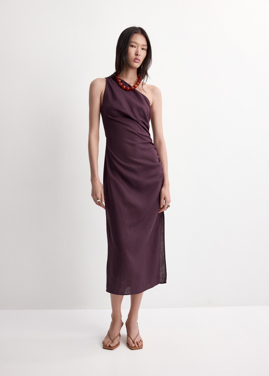 Asymmetrical dress with side slit